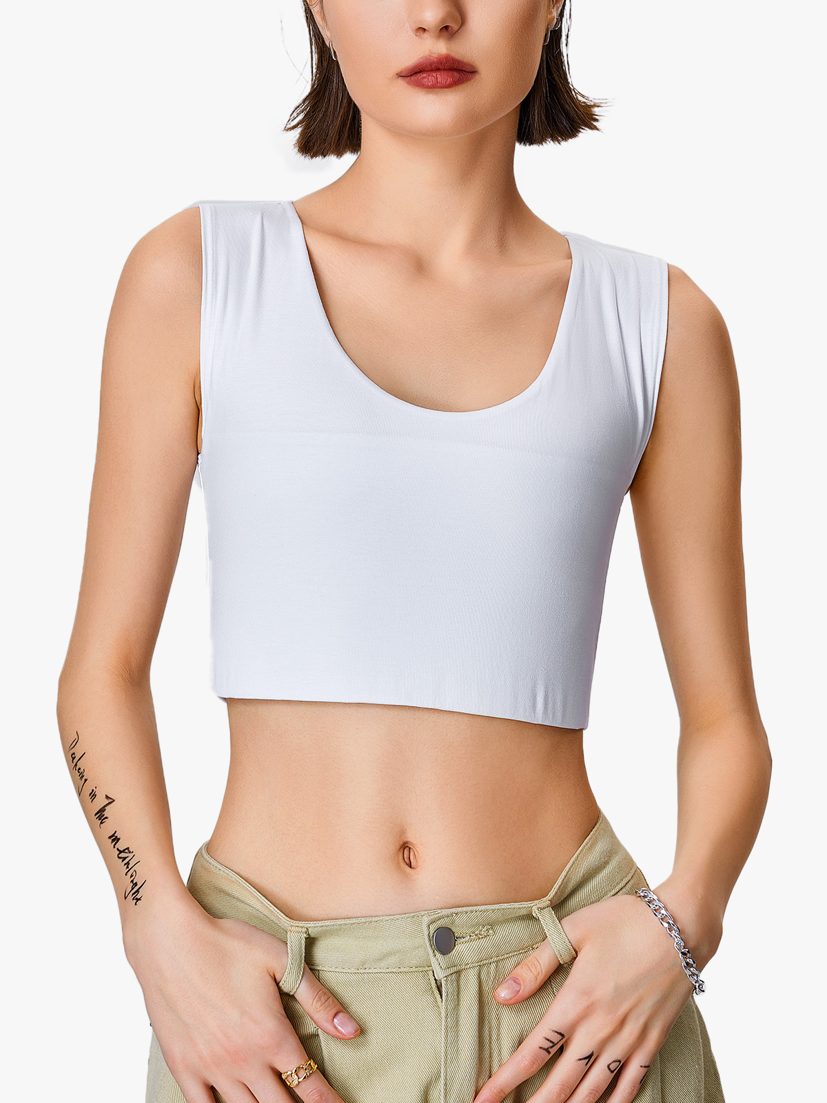 Compression Sports Binder Bra Ftm Tomboy Transgender U Collar Pullover-Brabic