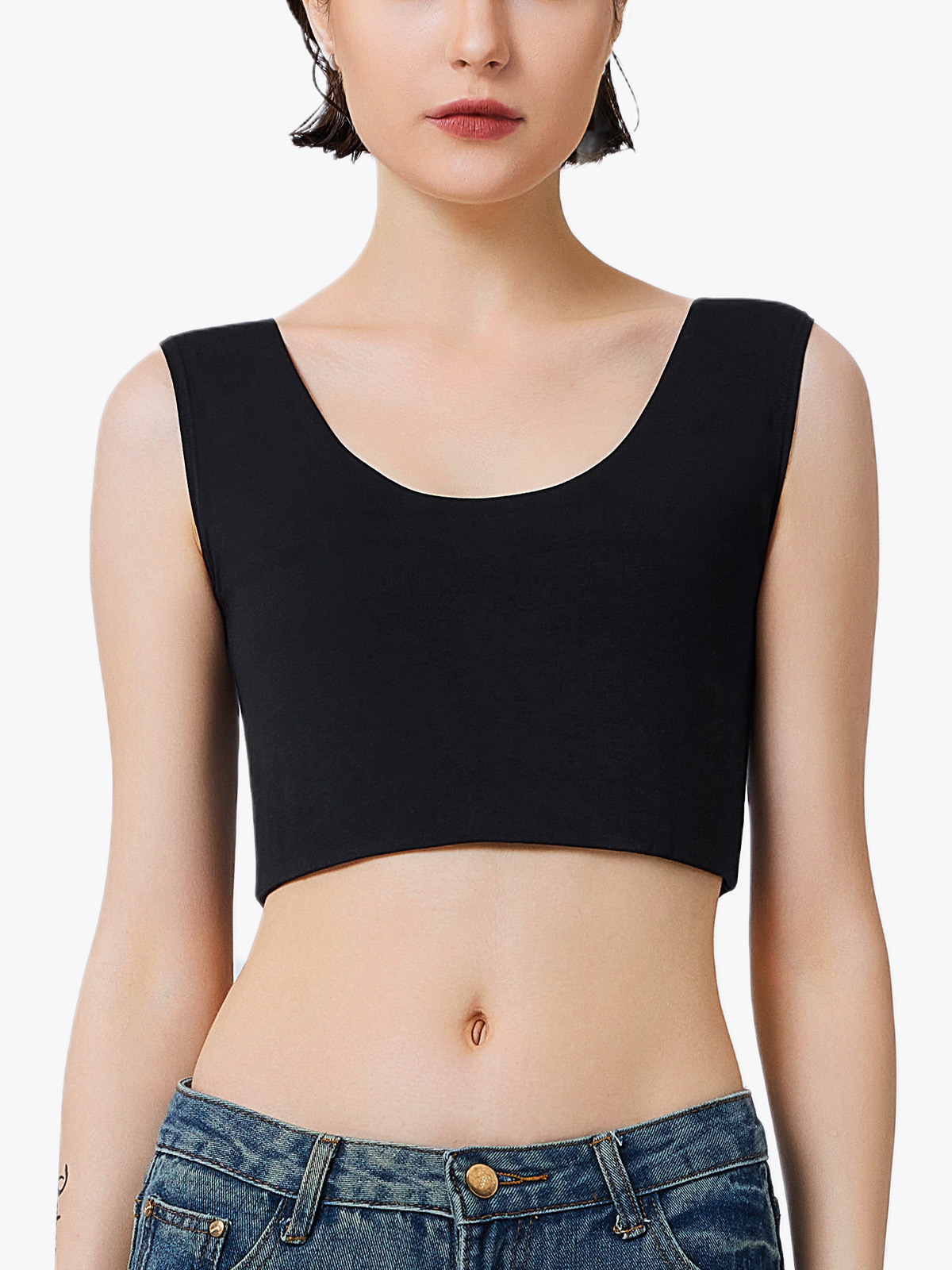 Compression Sports Binder Bra Ftm Tomboy Transgender U Collar Pullover-Brabic