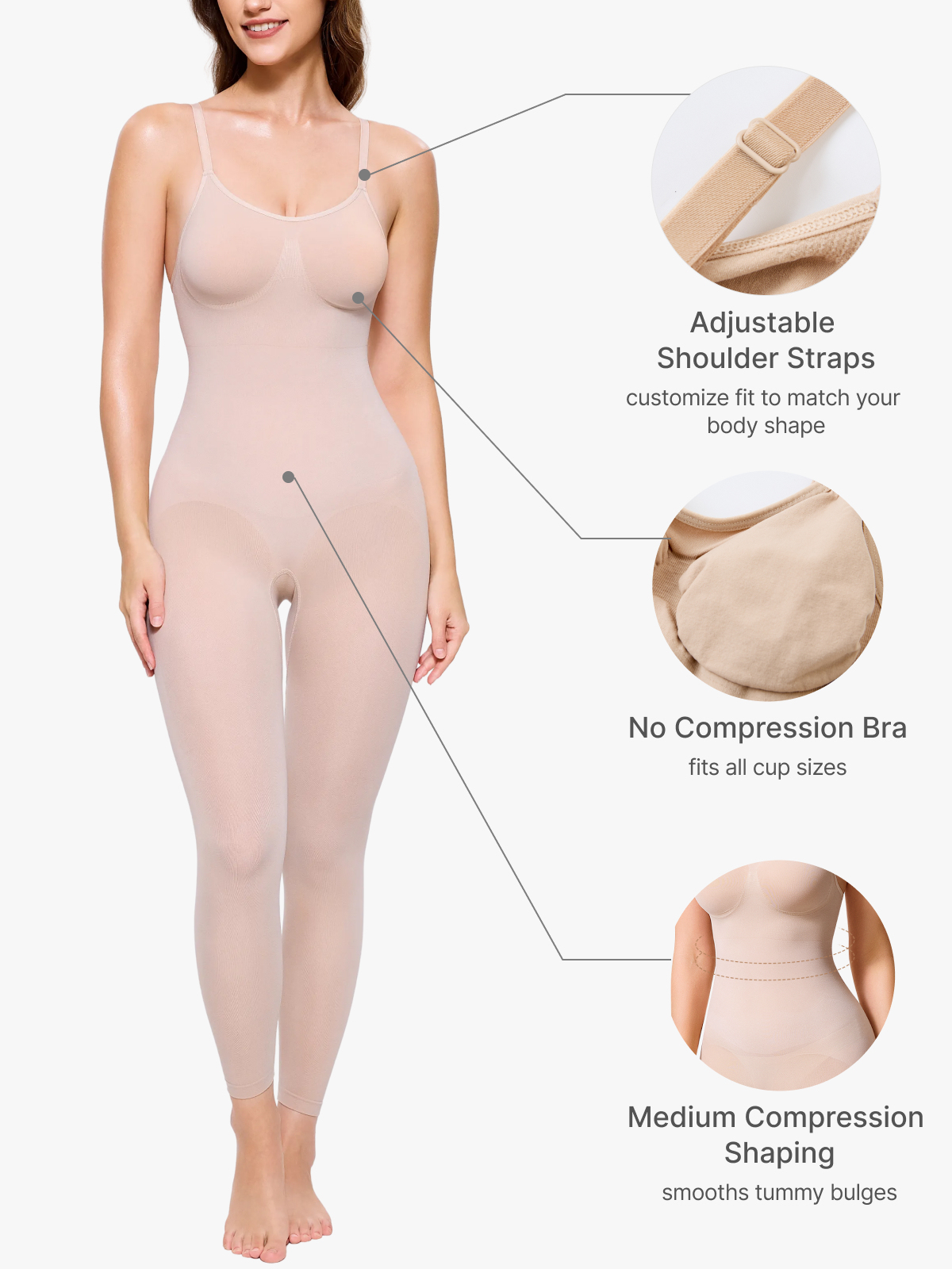Backless Slimming Cami Thong Bodysuit