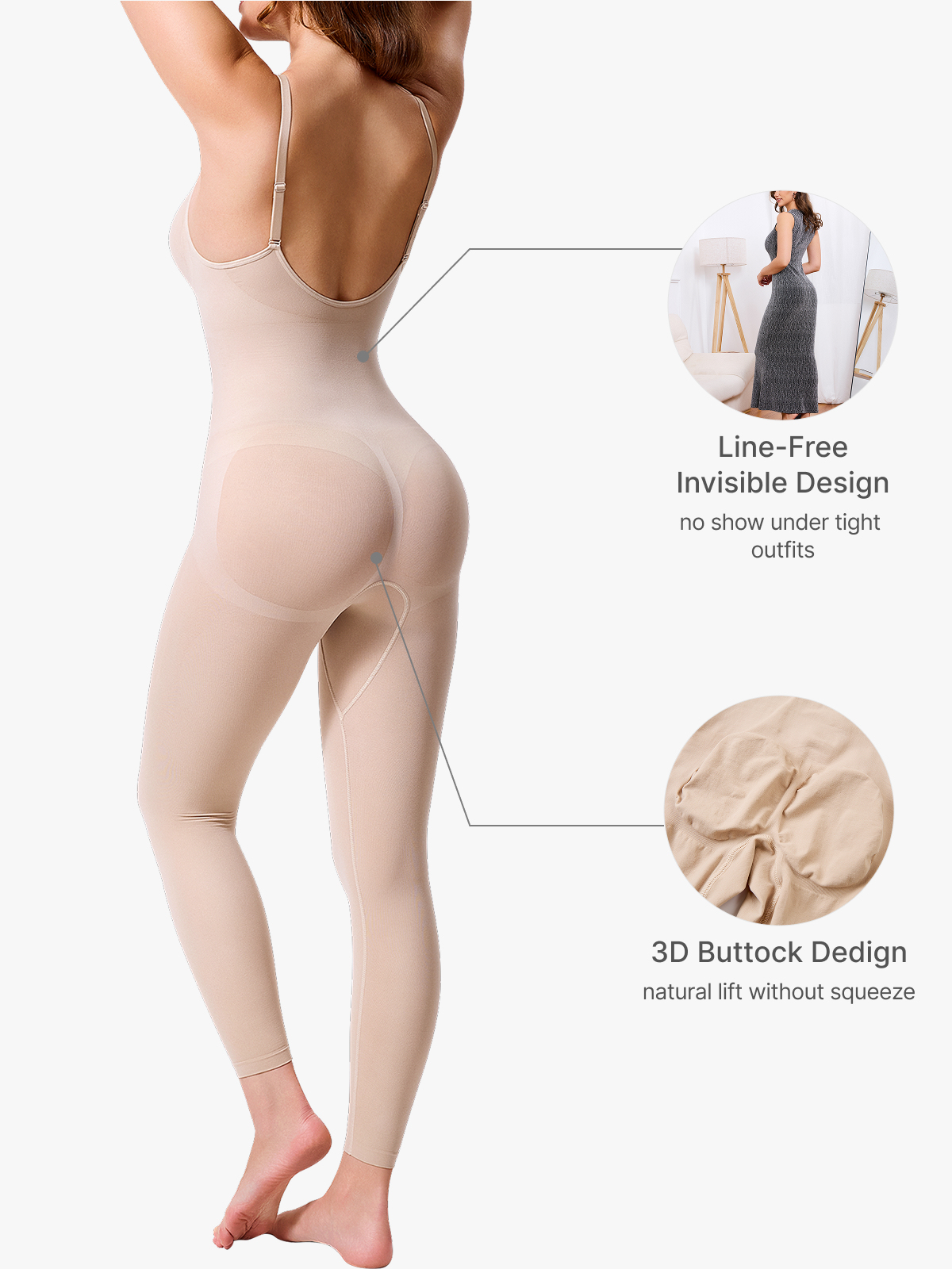 Backless Slimming Cami Thong Bodysuit