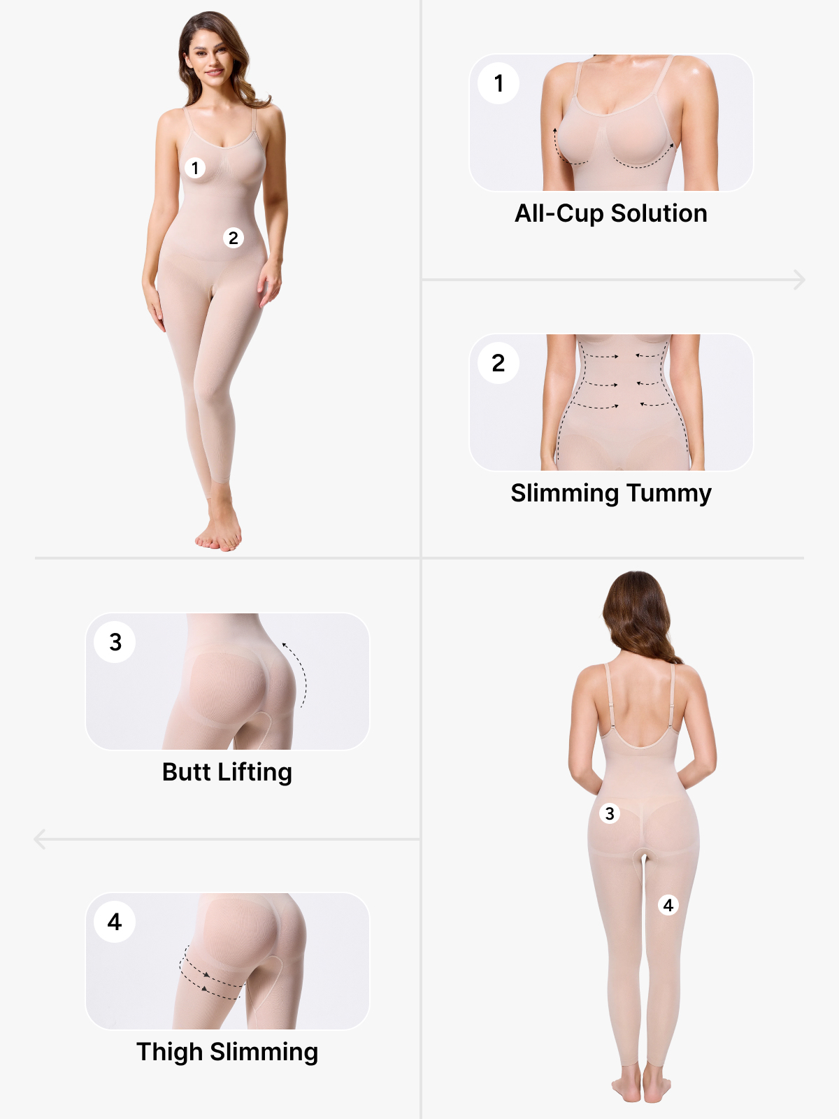 Backless Slimming Cami Thong Bodysuit