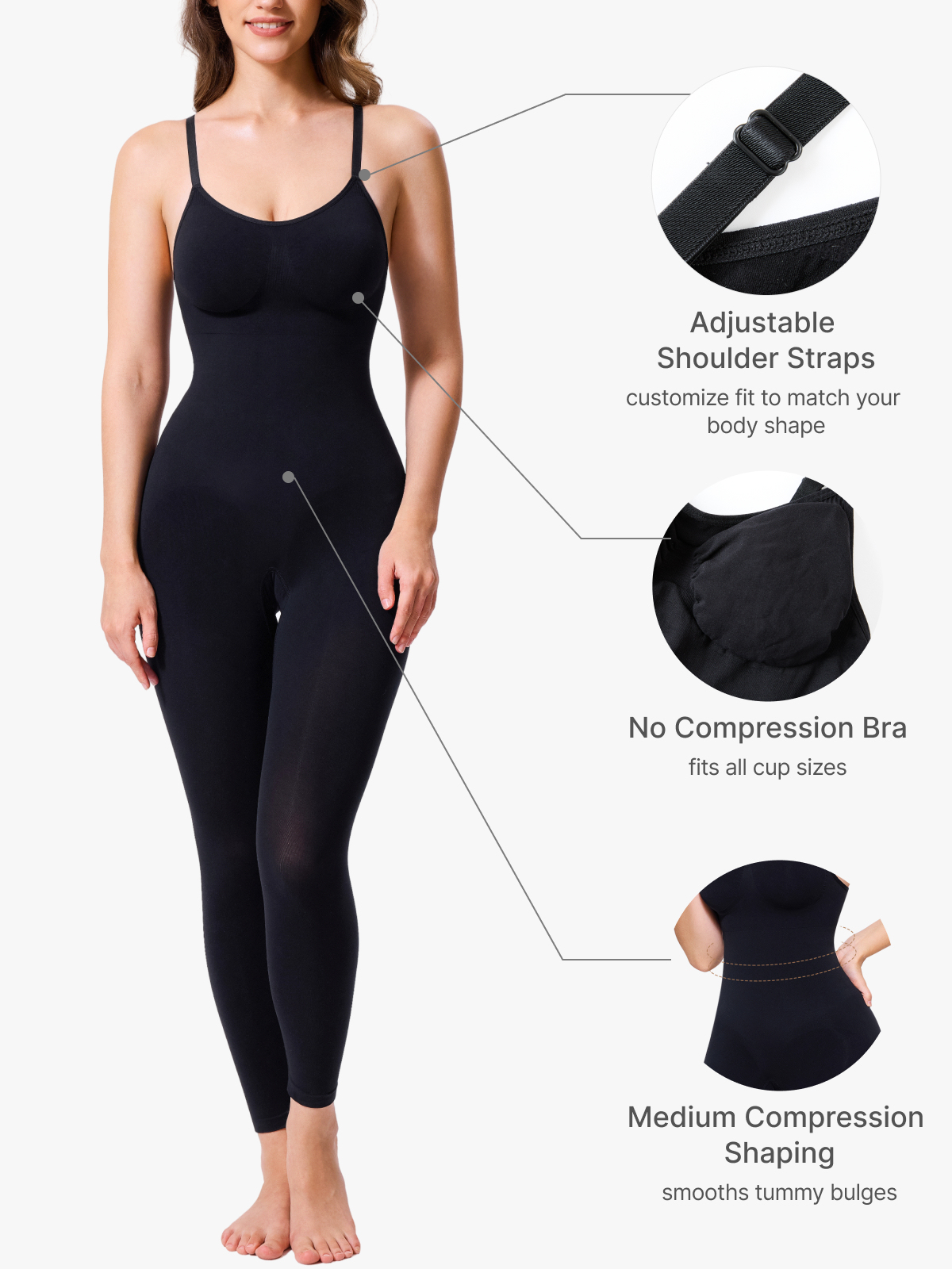 Backless Slimming Cami Thong Bodysuit