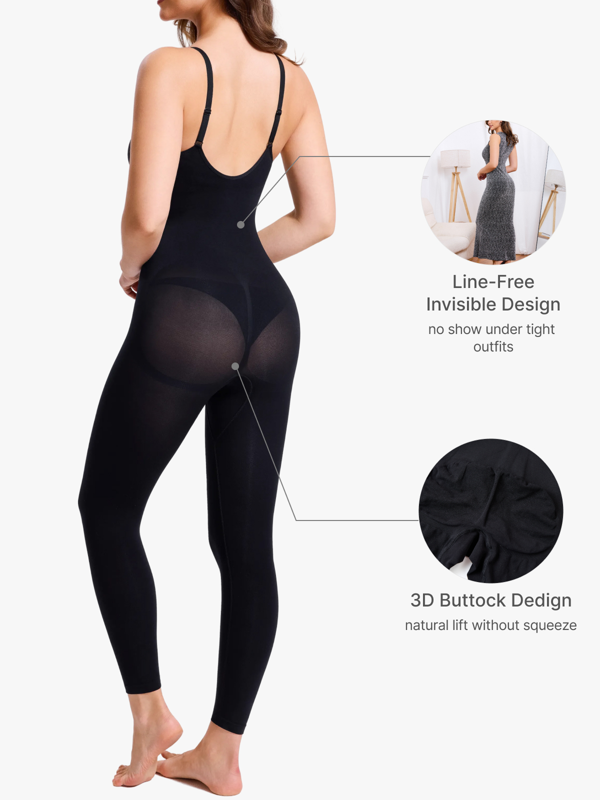 Backless Slimming Cami Thong Bodysuit