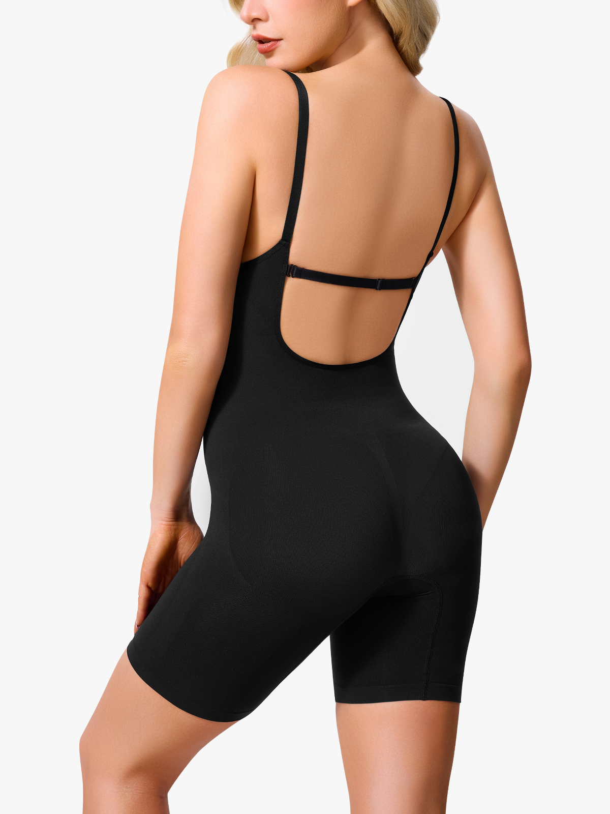Seamless Crotch Opening Cami Mid Thigh Bodysuit-Brabic