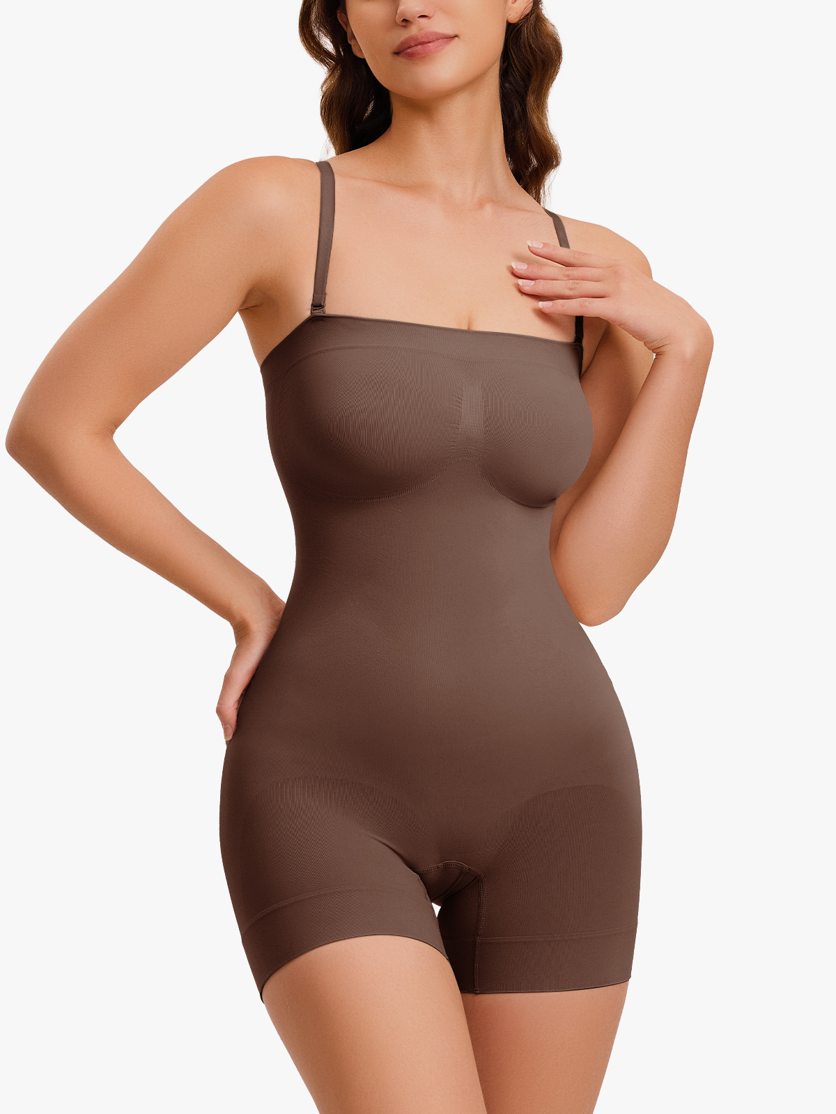 Seamless Removable Adjustable Straps Crotch Opening Shortie Bodysuit