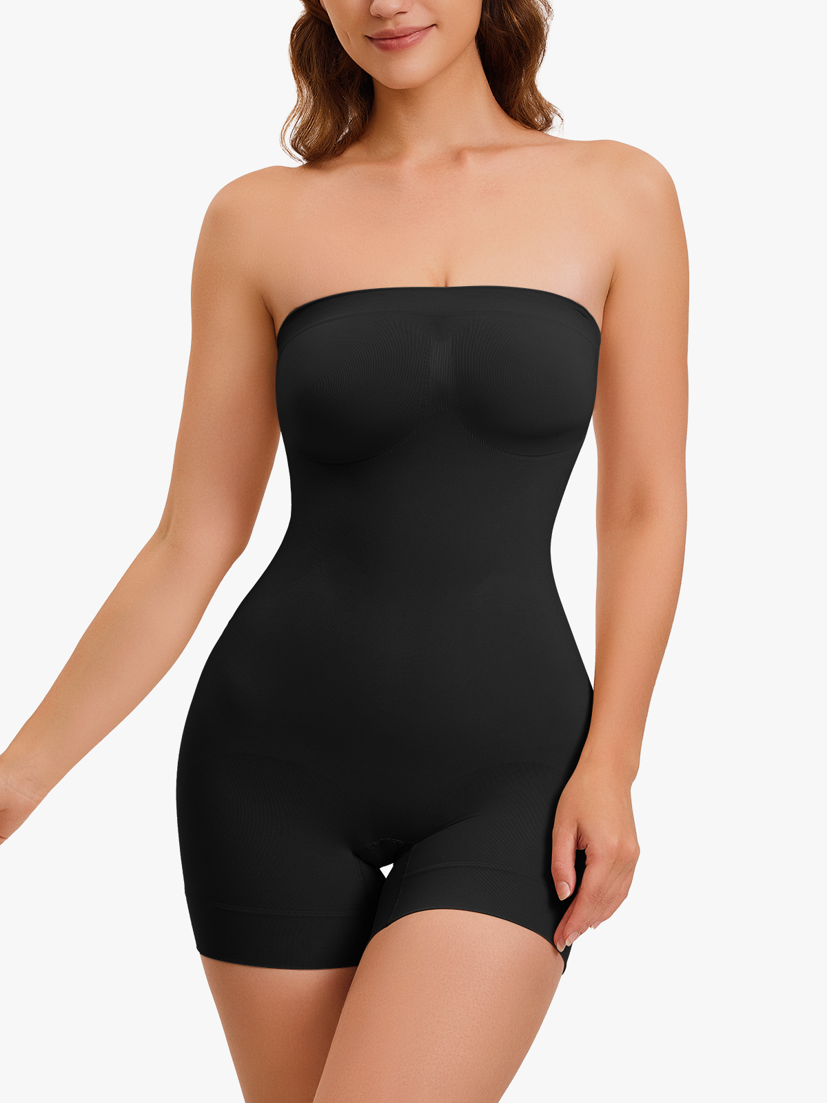 Seamless Removable Adjustable Straps Crotch Opening Shortie Bodysuit-Brabic