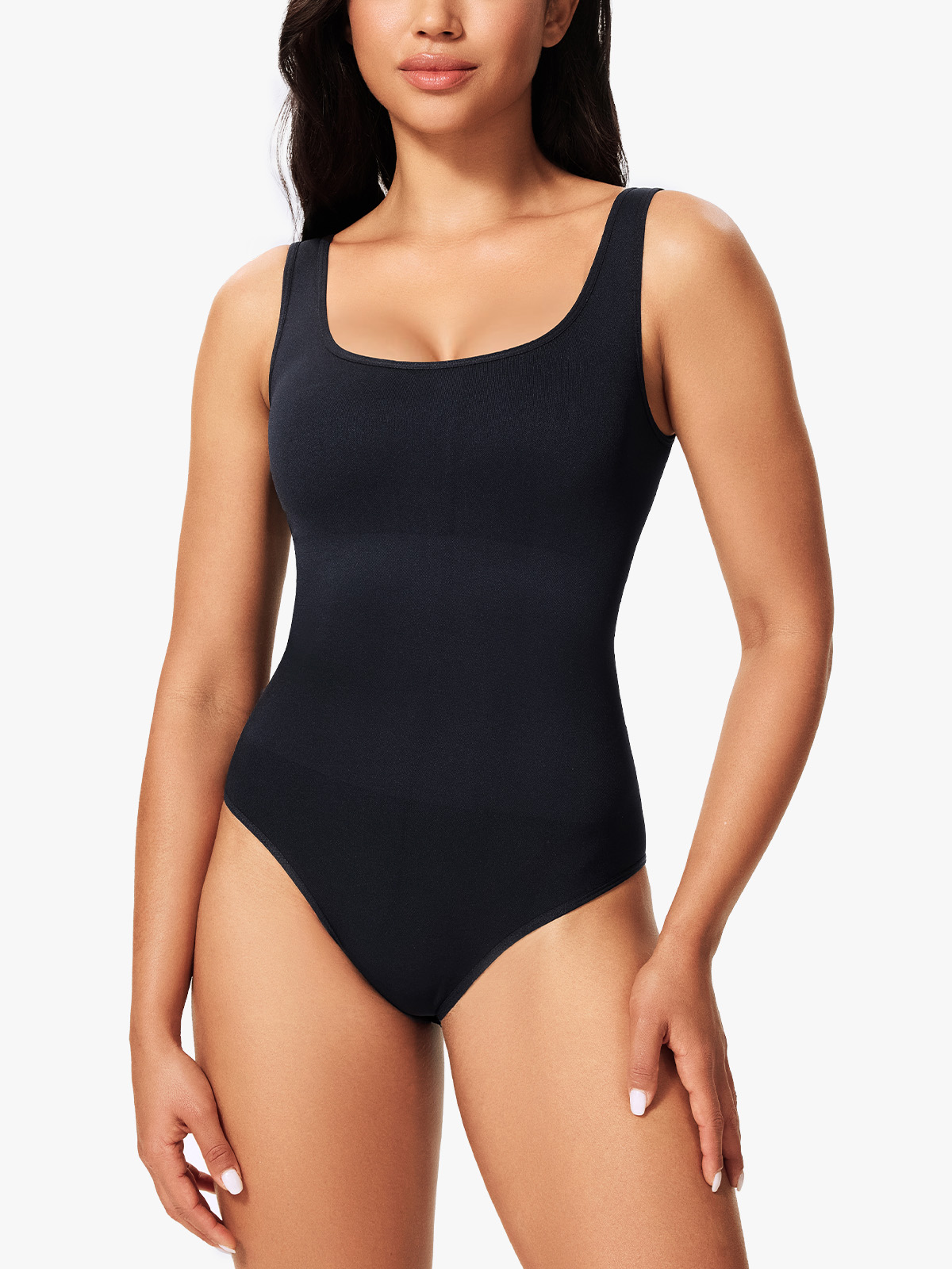 Seamless Square Neck Crotch Opening Brief Bodysuit