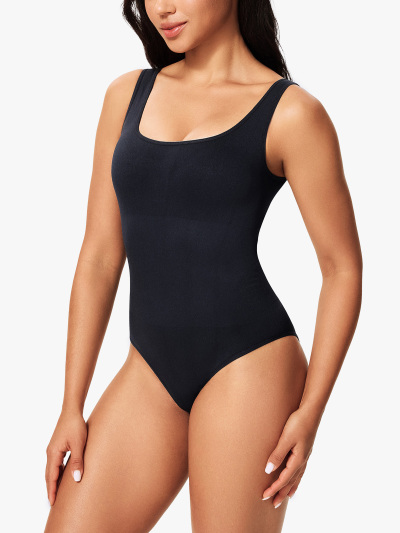 Seamless Square Neck Crotch Opening Brief Bodysuit
