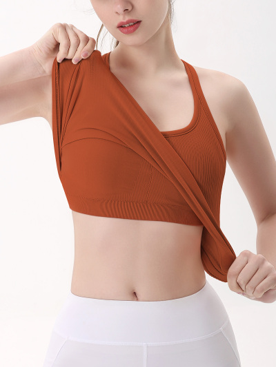 Ribbed Racerback Active Yoga Tank Tops with Built in Bra 