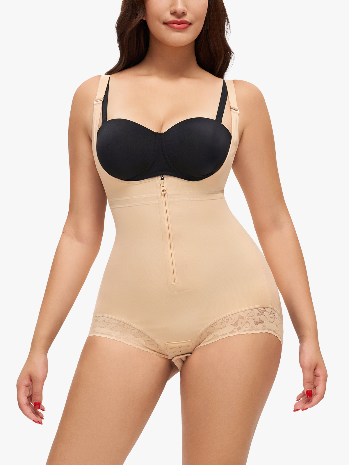 Open Bust Tummy Control Crotch Opening Brief Bodysuit