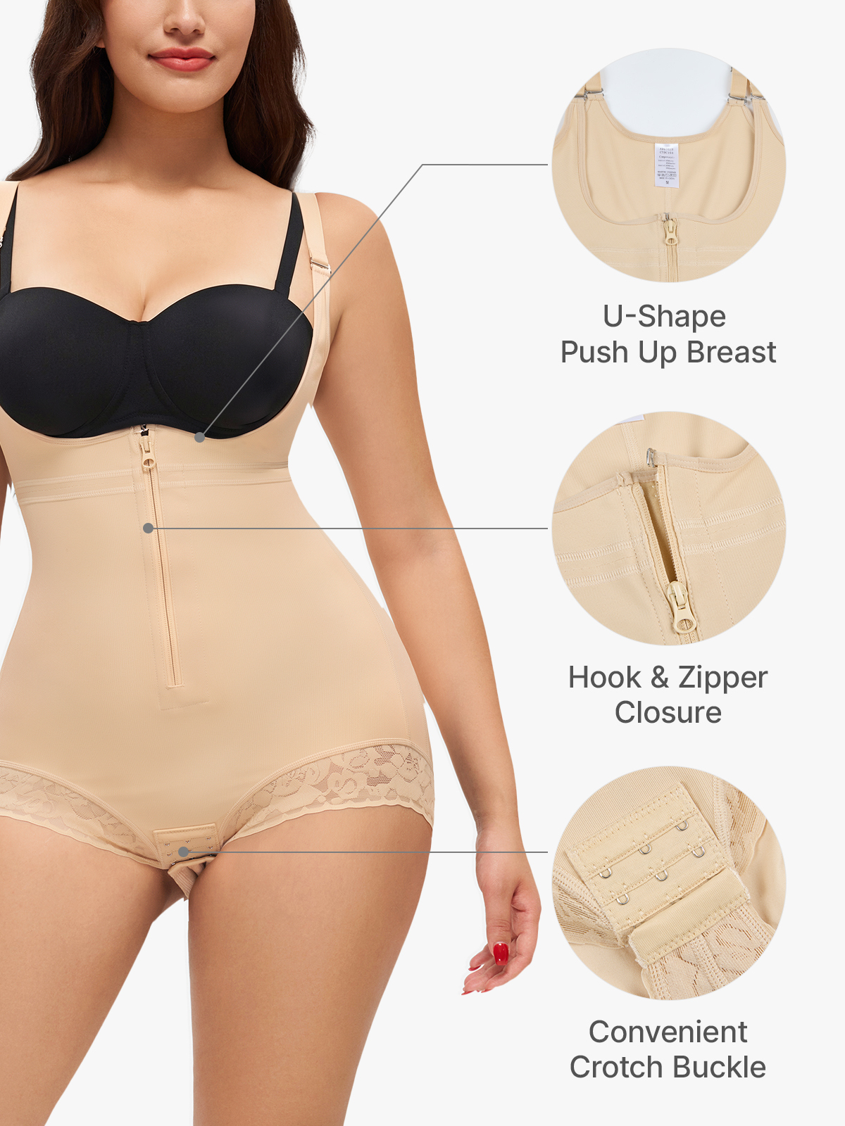 Open Bust Tummy Control Crotch Opening Brief Bodysuit