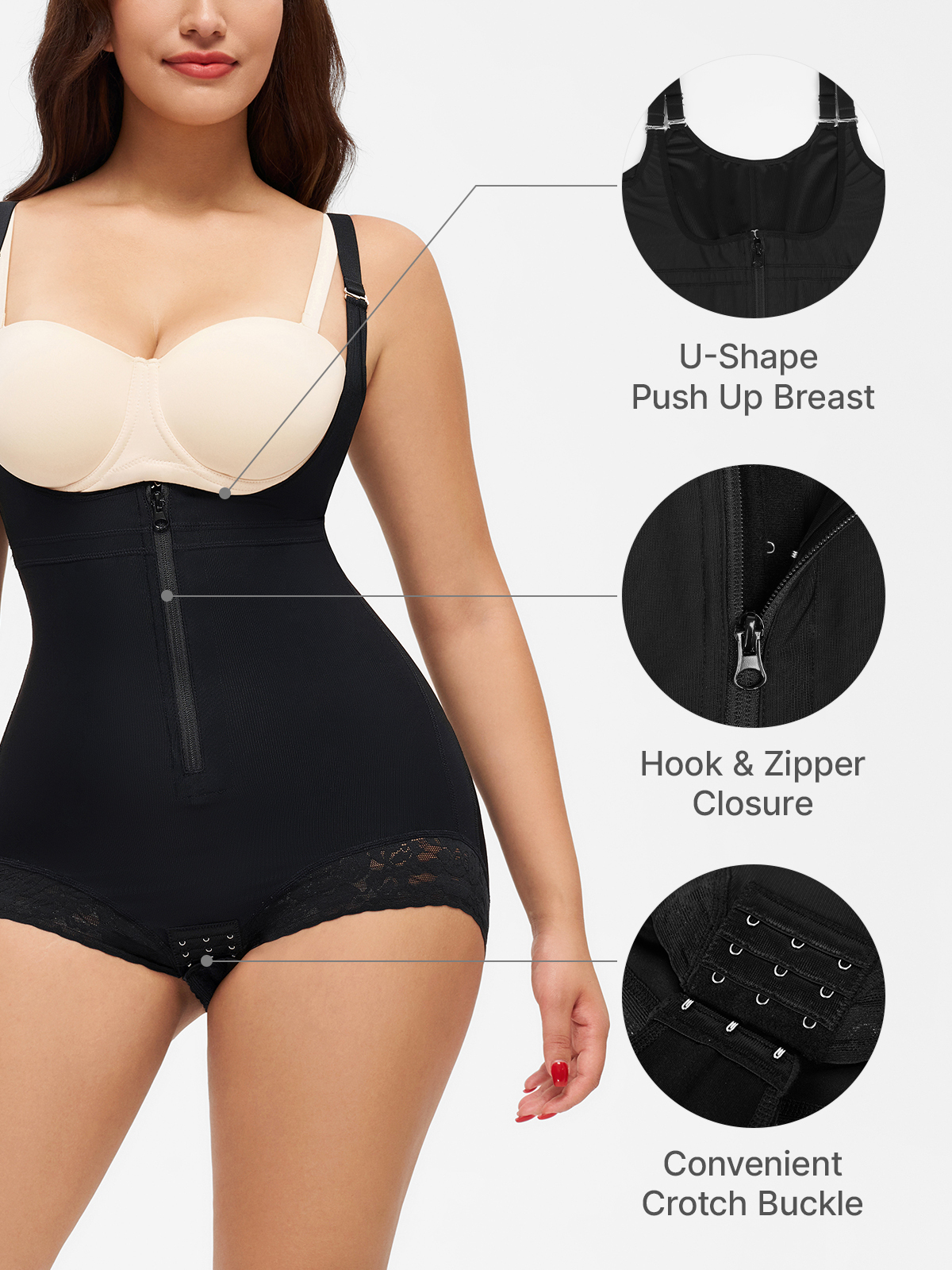 Open Bust Tummy Control Crotch Opening Brief Bodysuit