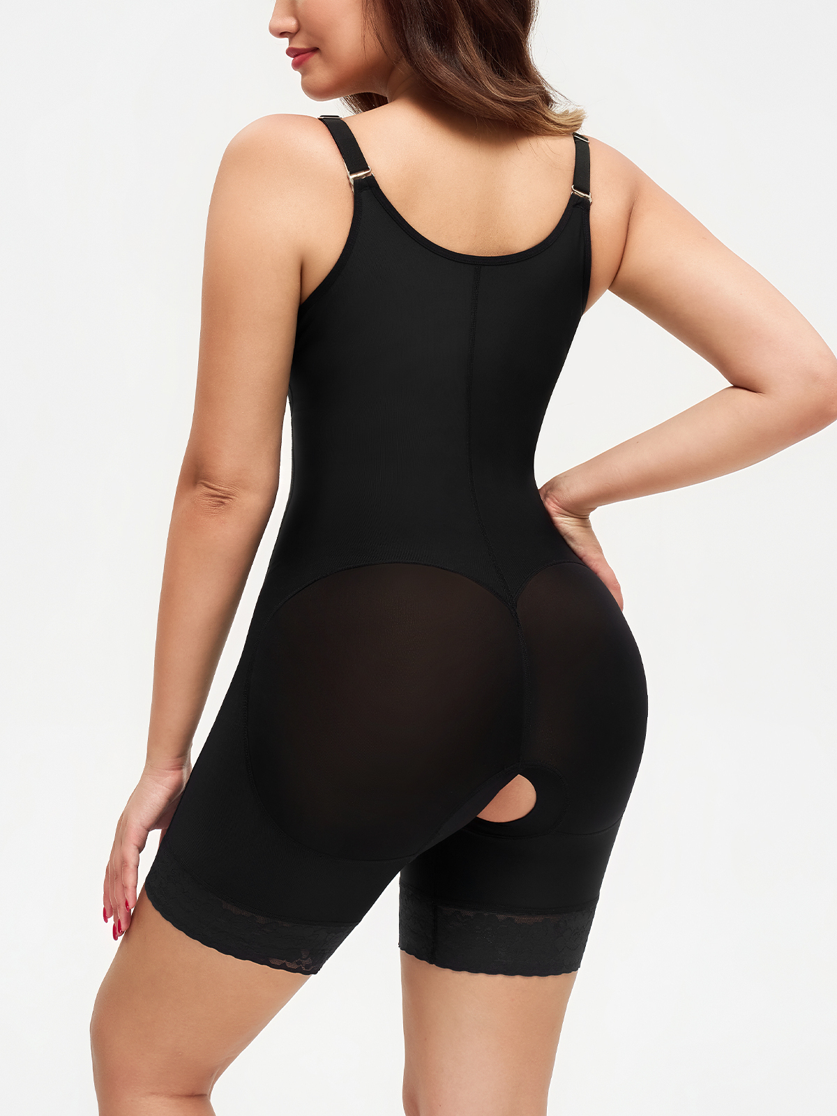 Open Bust Tummy Control Crotch Opening Mid Thigh Bodysuit