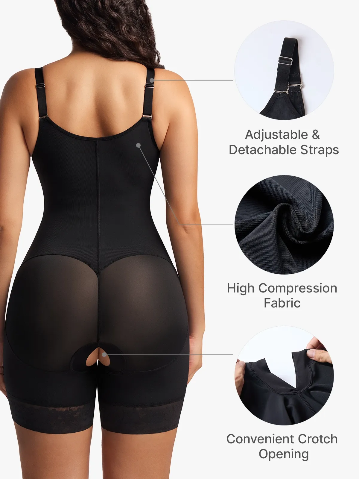 Open Bust Tummy Control Crotch Opening Mid Thigh Bodysuit