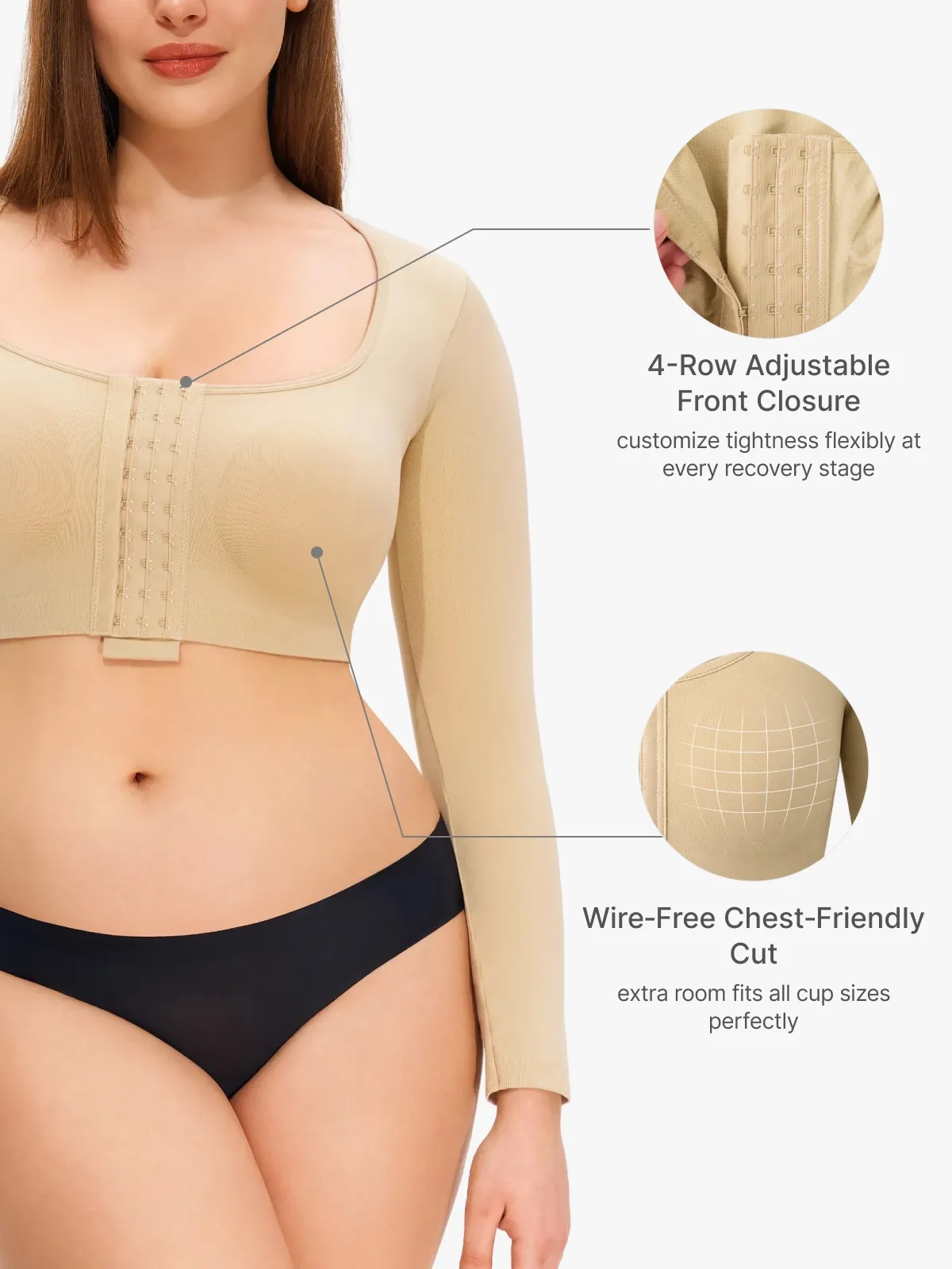 Front-Closure Arm Compression Long Sleeve Top