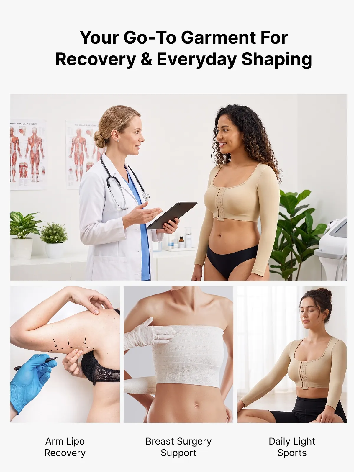 Front-Closure Arm Compression Long Sleeve Top