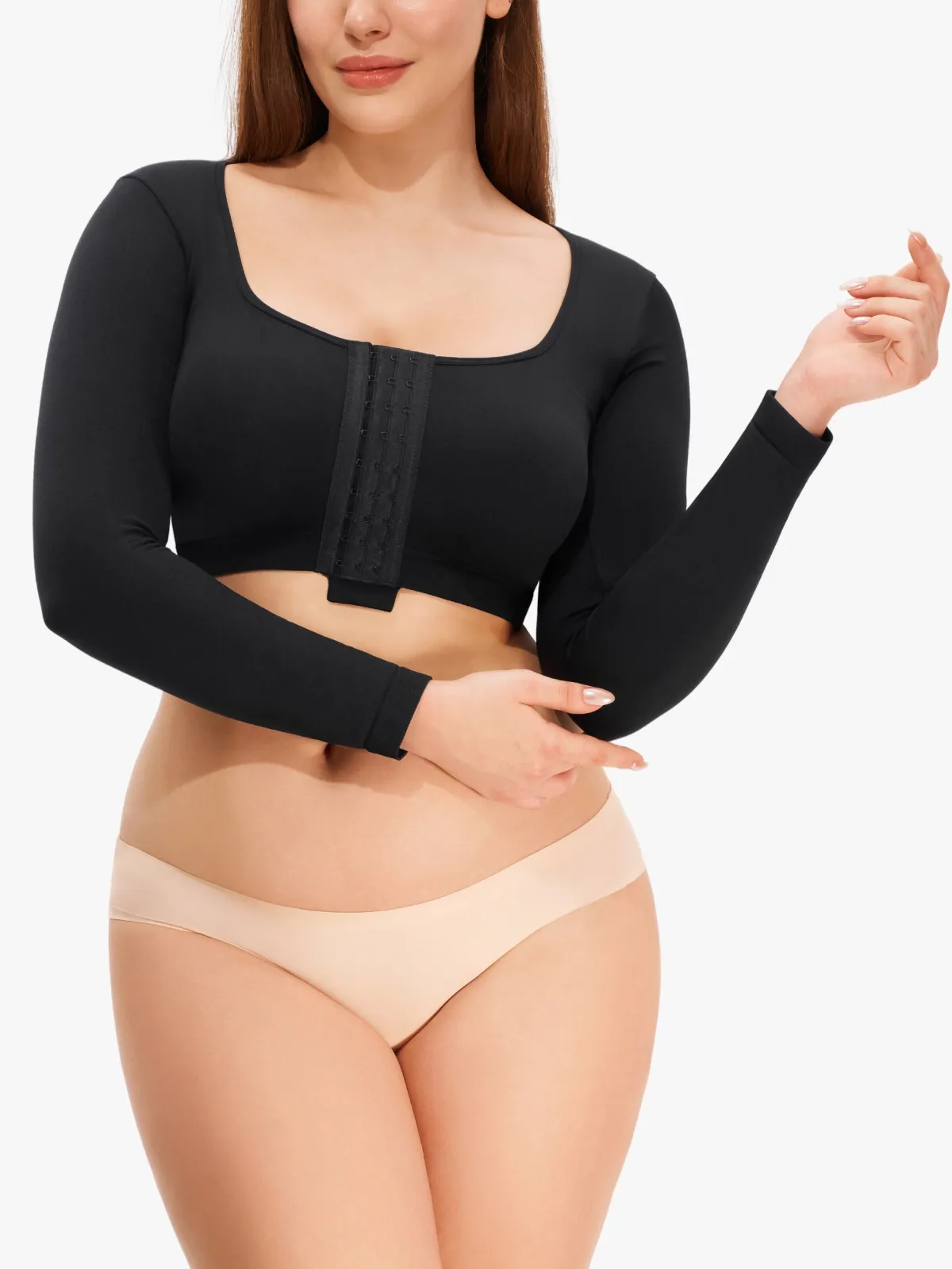 Front-Closure Arm Compression Long Sleeve Top