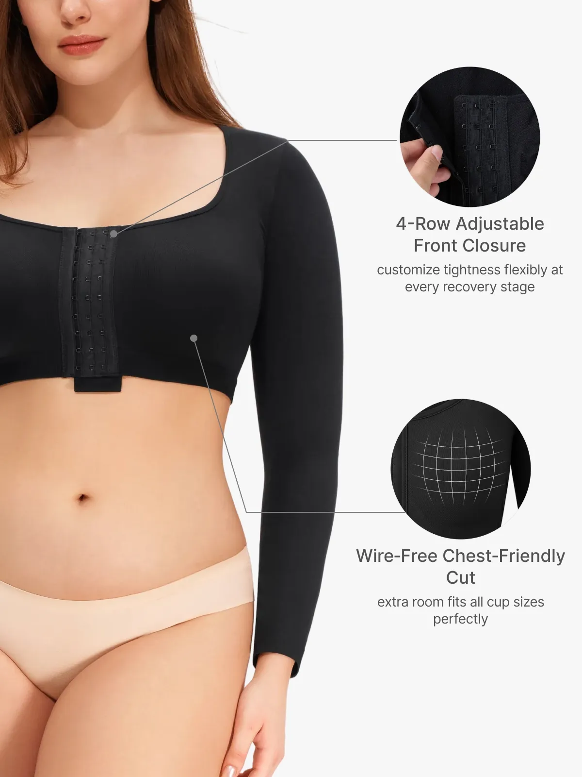 Front-Closure Arm Compression Long Sleeve Top