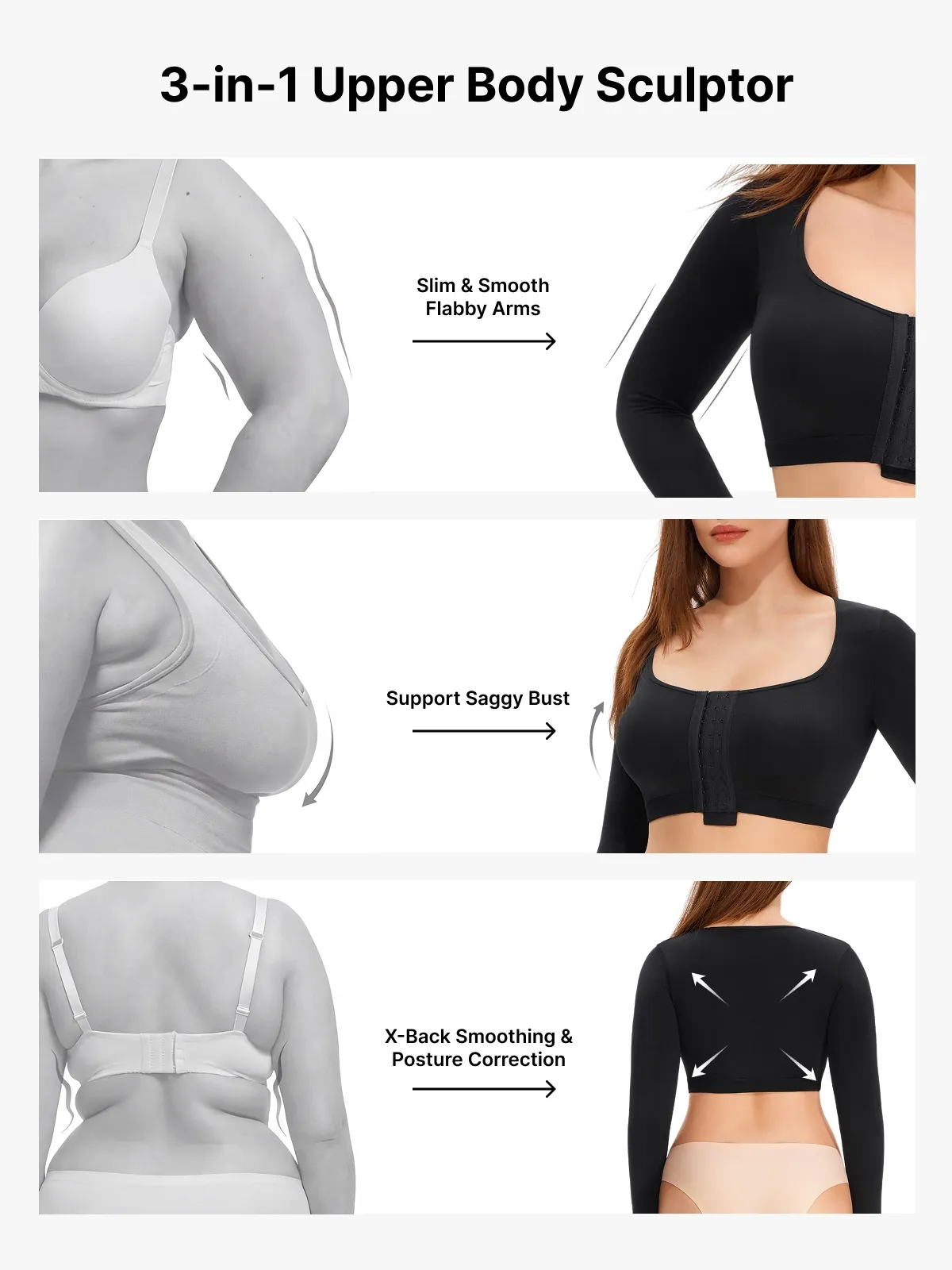 Front-Closure Arm Compression Long Sleeve Top
