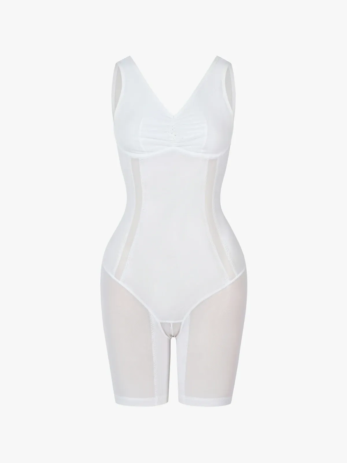 Mesh Double Smoothing Tank Mid-Thigh Bodysuit