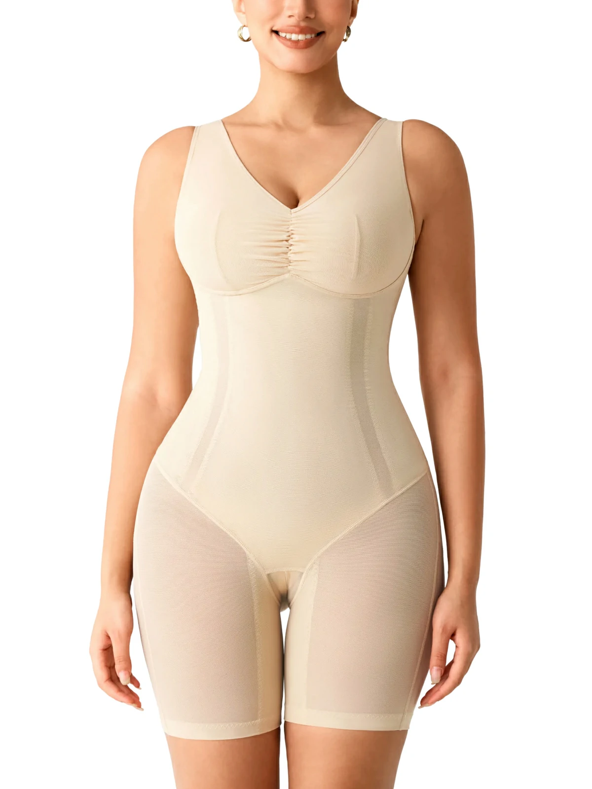 Mesh Double Smoothing Tank Mid-Thigh Bodysuit