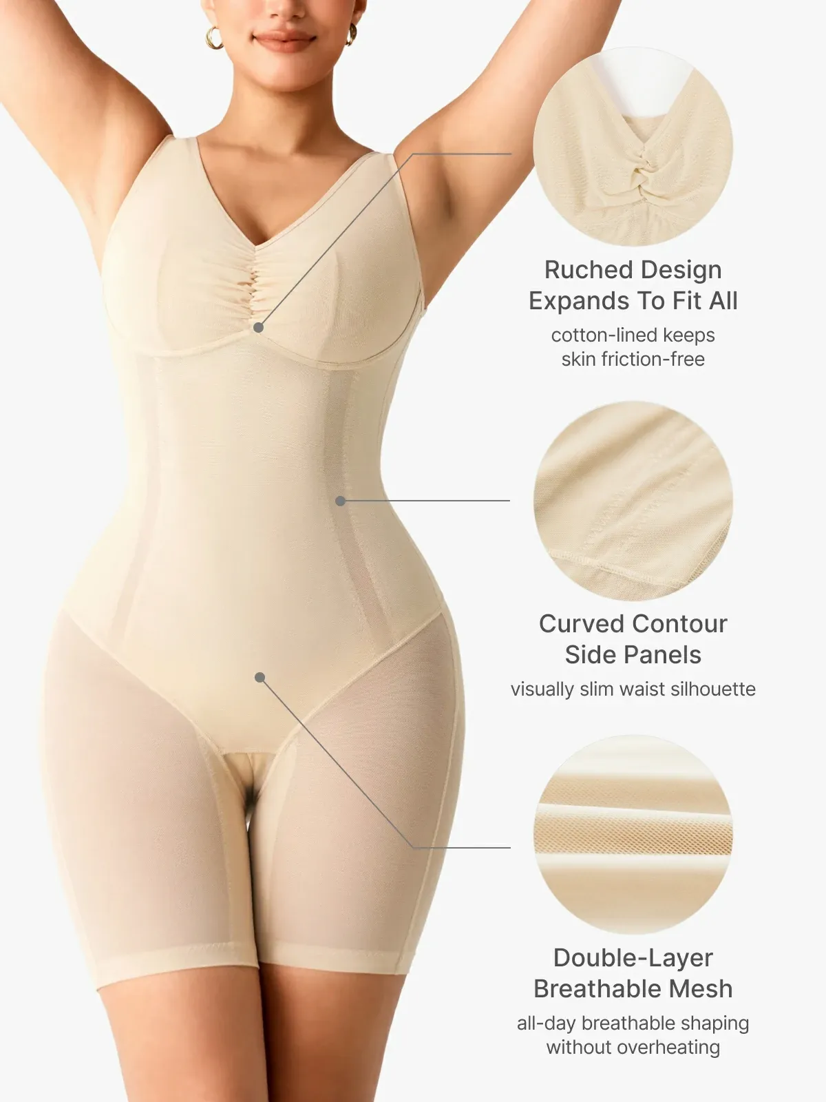 Mesh Double Smoothing Tank Mid-Thigh Bodysuit