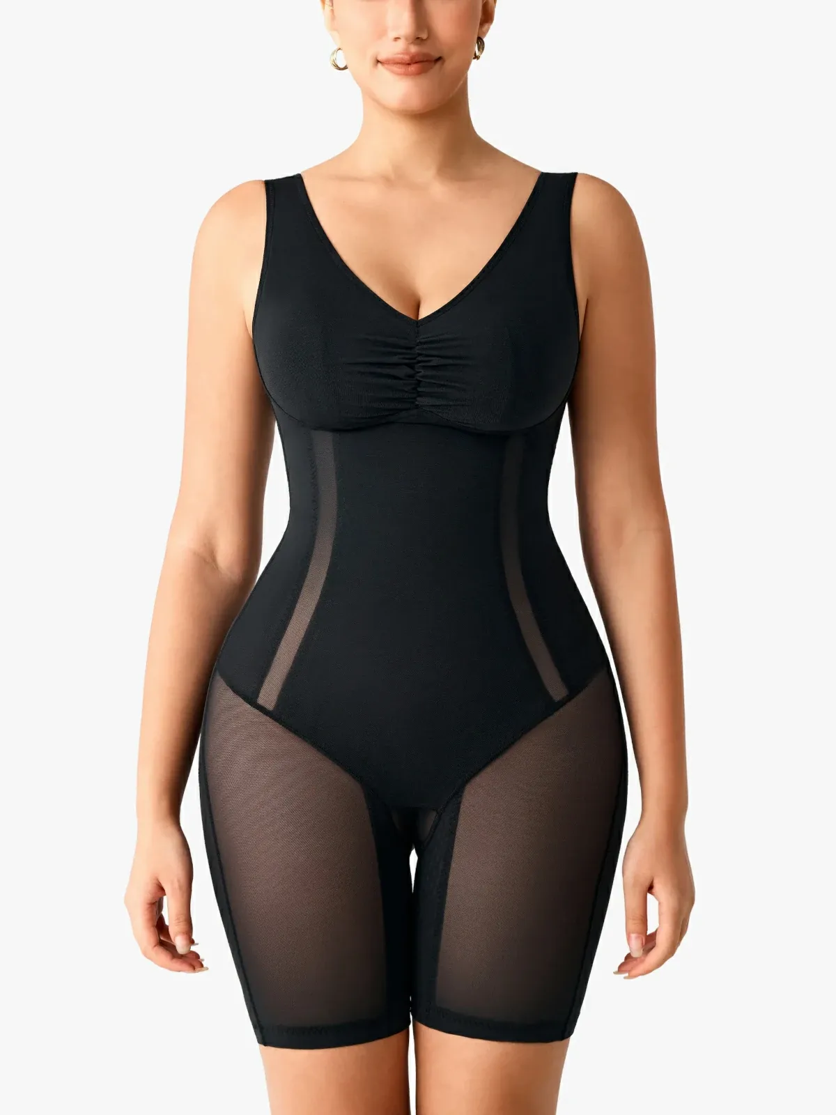 Mesh Double Smoothing Tank Mid-Thigh Bodysuit