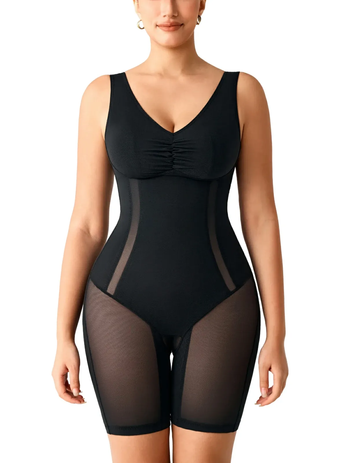 Mesh Double Smoothing Tank Mid-Thigh Bodysuit