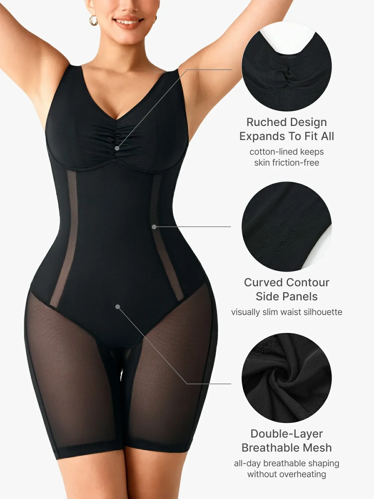 Mesh Double Smoothing Tank Mid-Thigh Bodysuit
