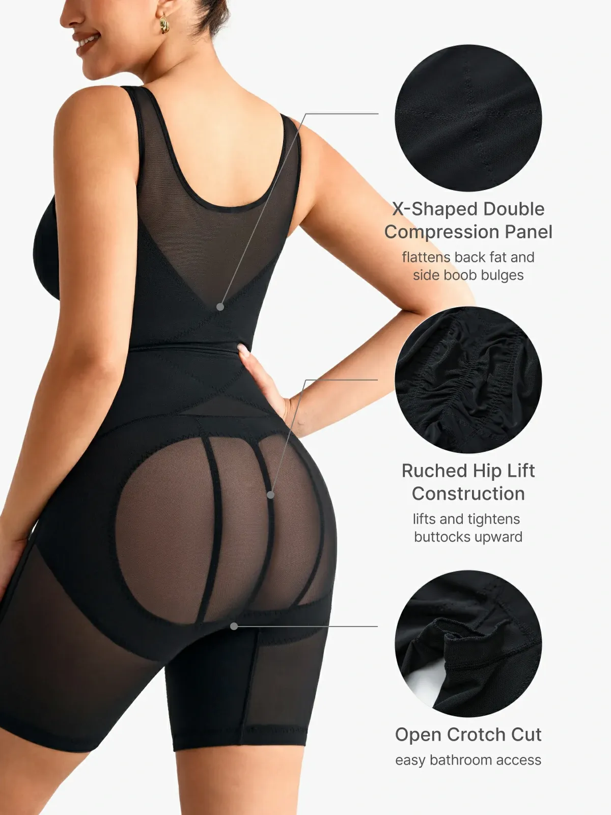 Mesh Double Smoothing Tank Mid-Thigh Bodysuit