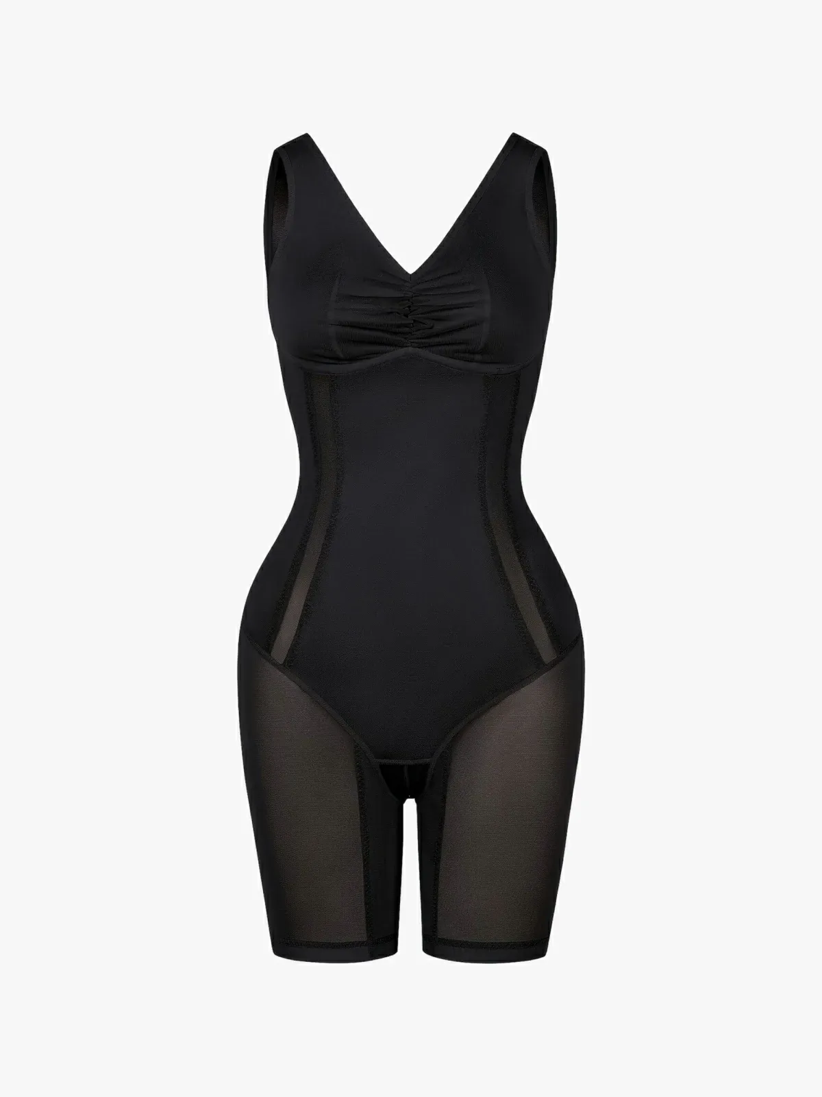 Mesh Double Smoothing Tank Mid-Thigh Bodysuit