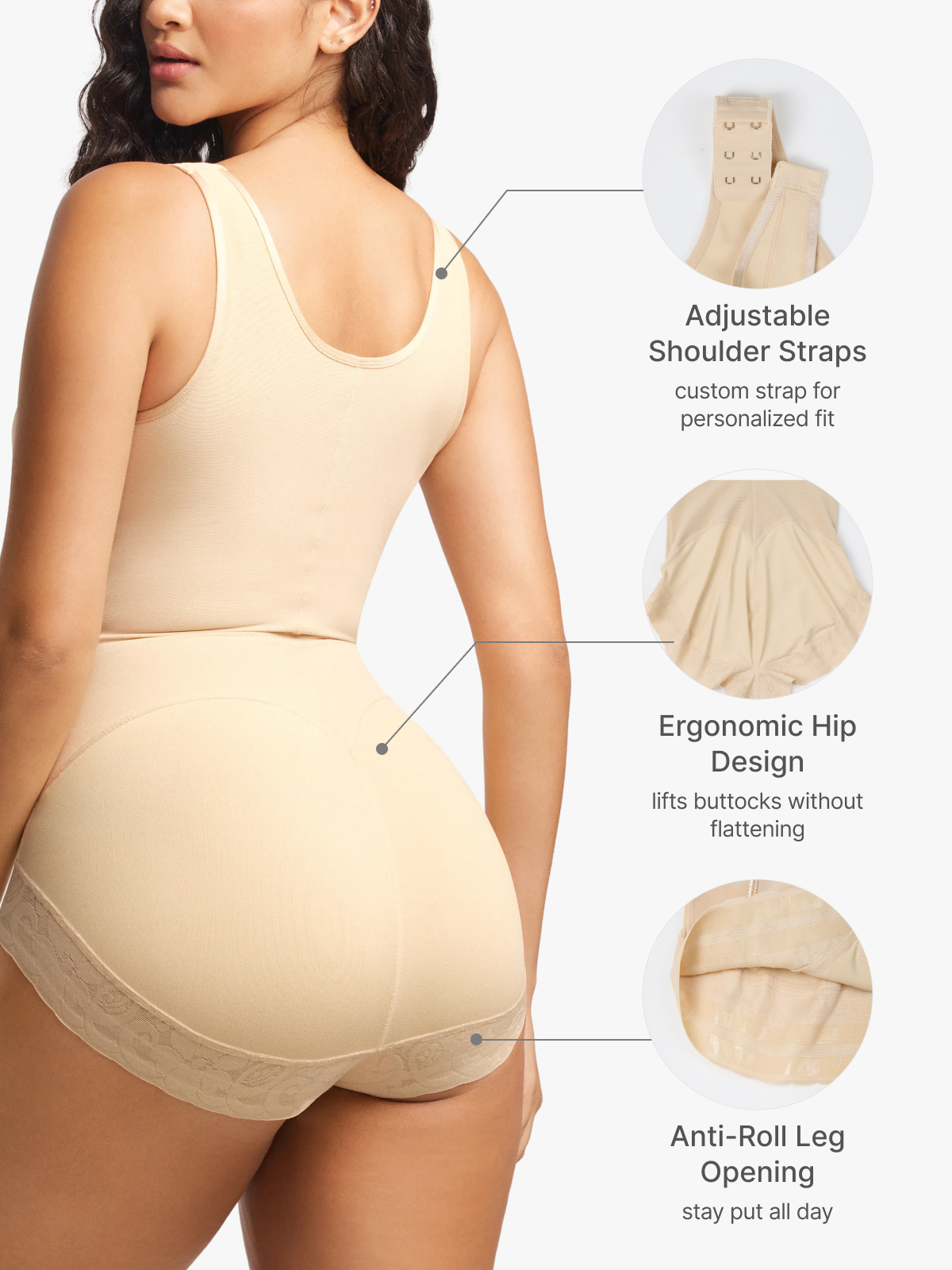 Mesh Adjustment Tummy Control Brife Bodysuit
