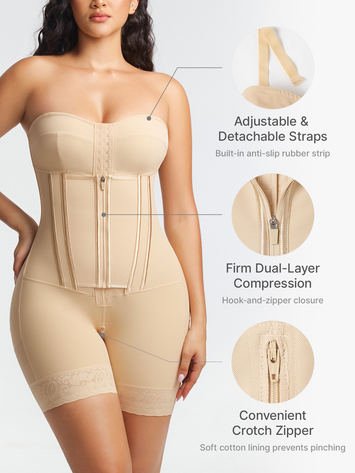 Tummy Control Butt Lifting Mid Thigh Bodysuit