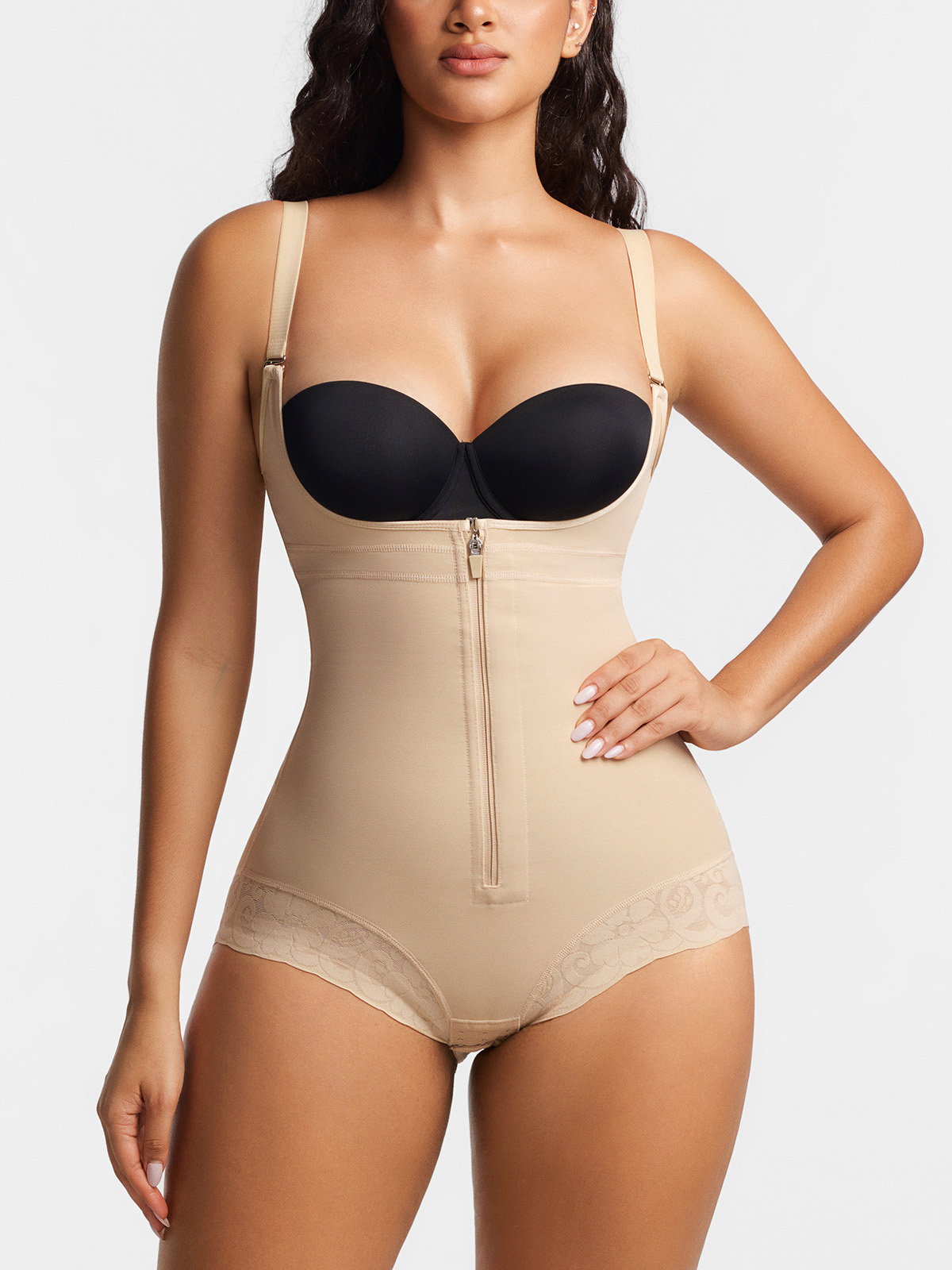 Open Bust Tummy Control Crotch Opening Brief Bodysuit