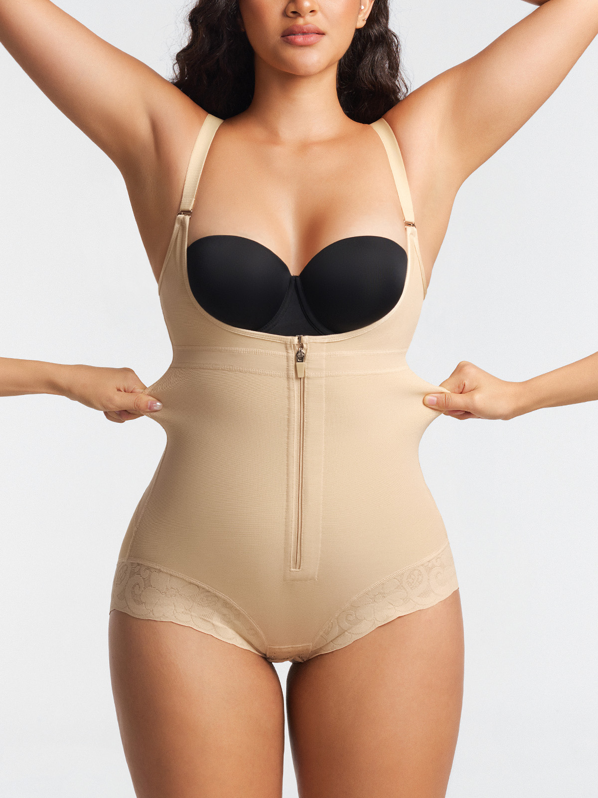 Open Bust Tummy Control Crotch Opening Brief Bodysuit