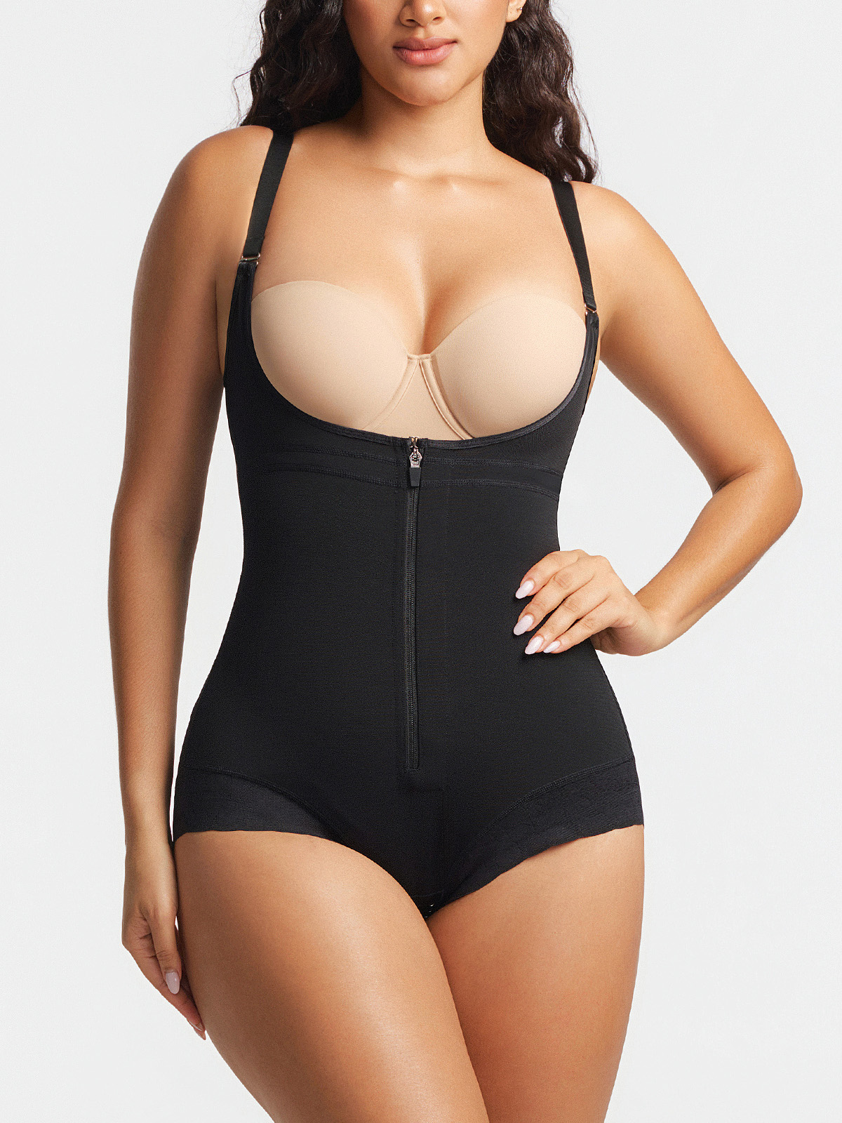 Open Bust Tummy Control Crotch Opening Brief Bodysuit