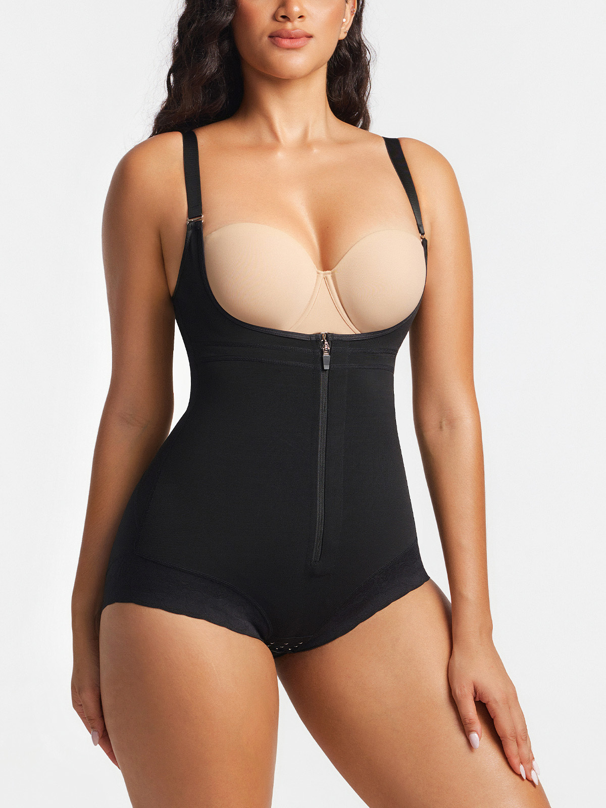 Open Bust Tummy Control Crotch Opening Brief Bodysuit