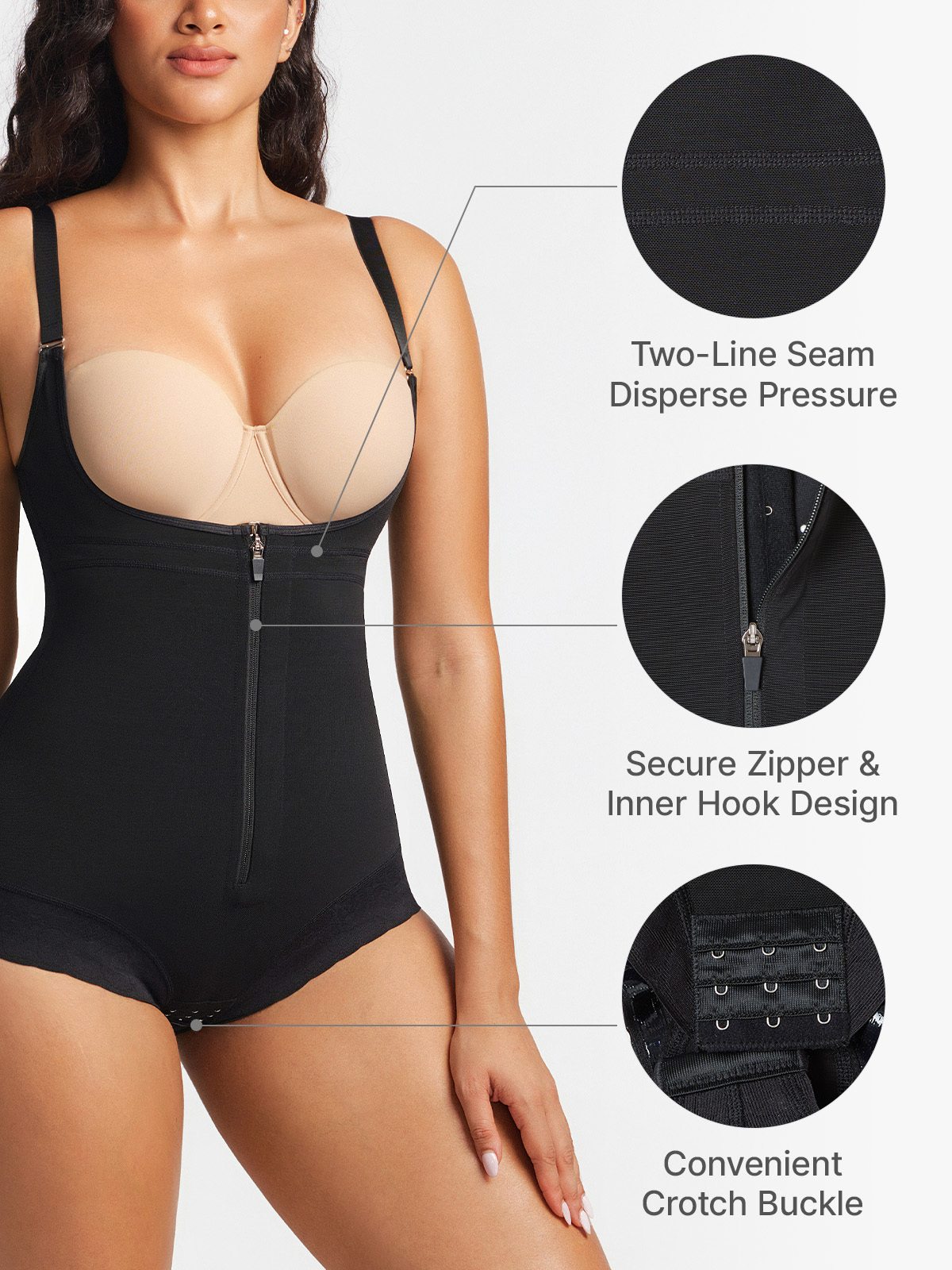 Open Bust Tummy Control Crotch Opening Brief Bodysuit