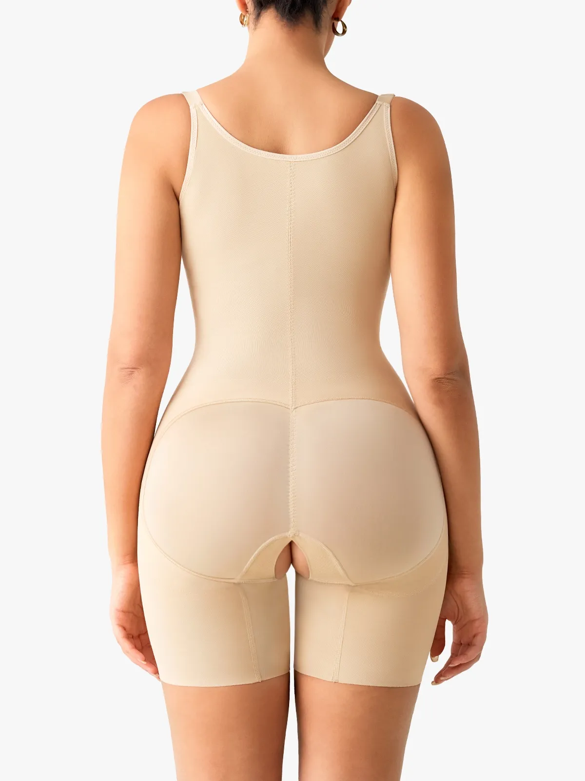 Open Bust Double Smoothing Butt Lifting Mid-THigh Bodysuit