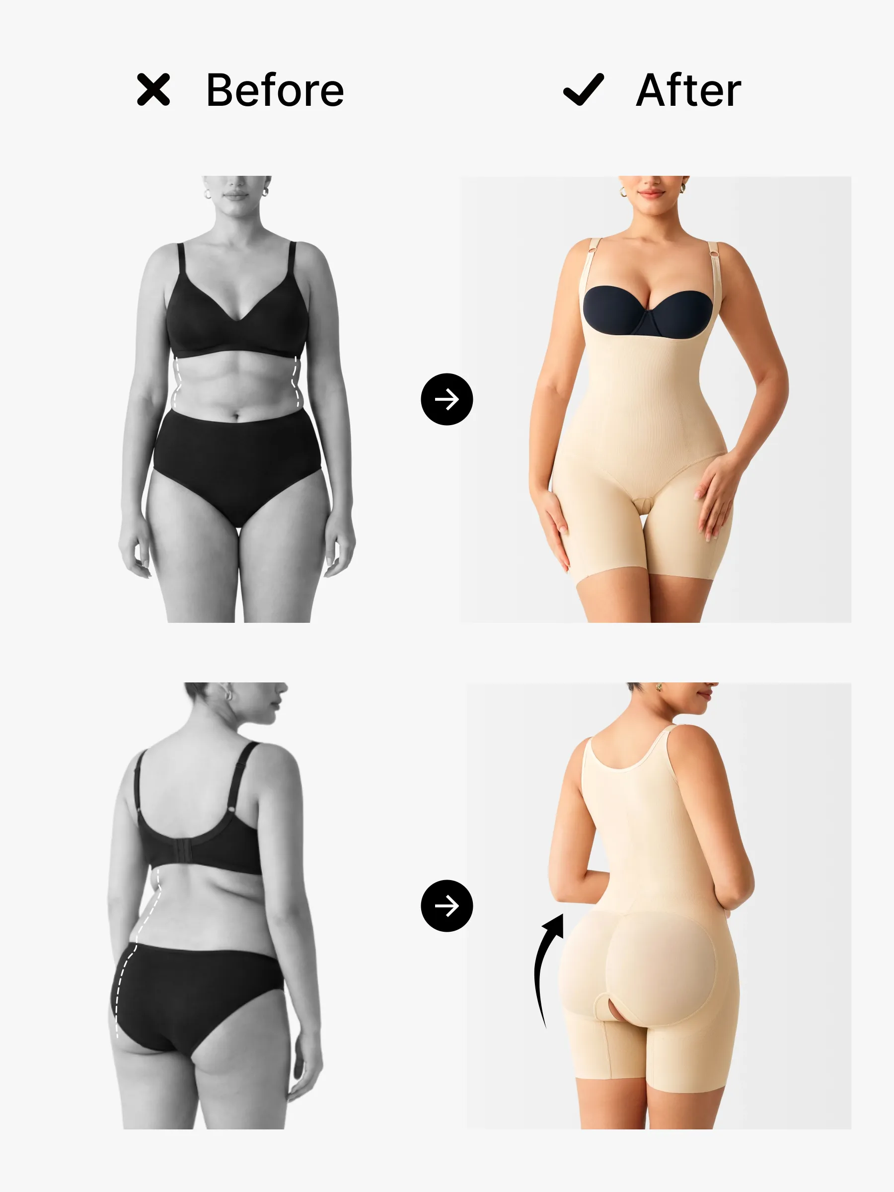 Open Bust Double Smoothing Butt Lifting Mid-THigh Bodysuit