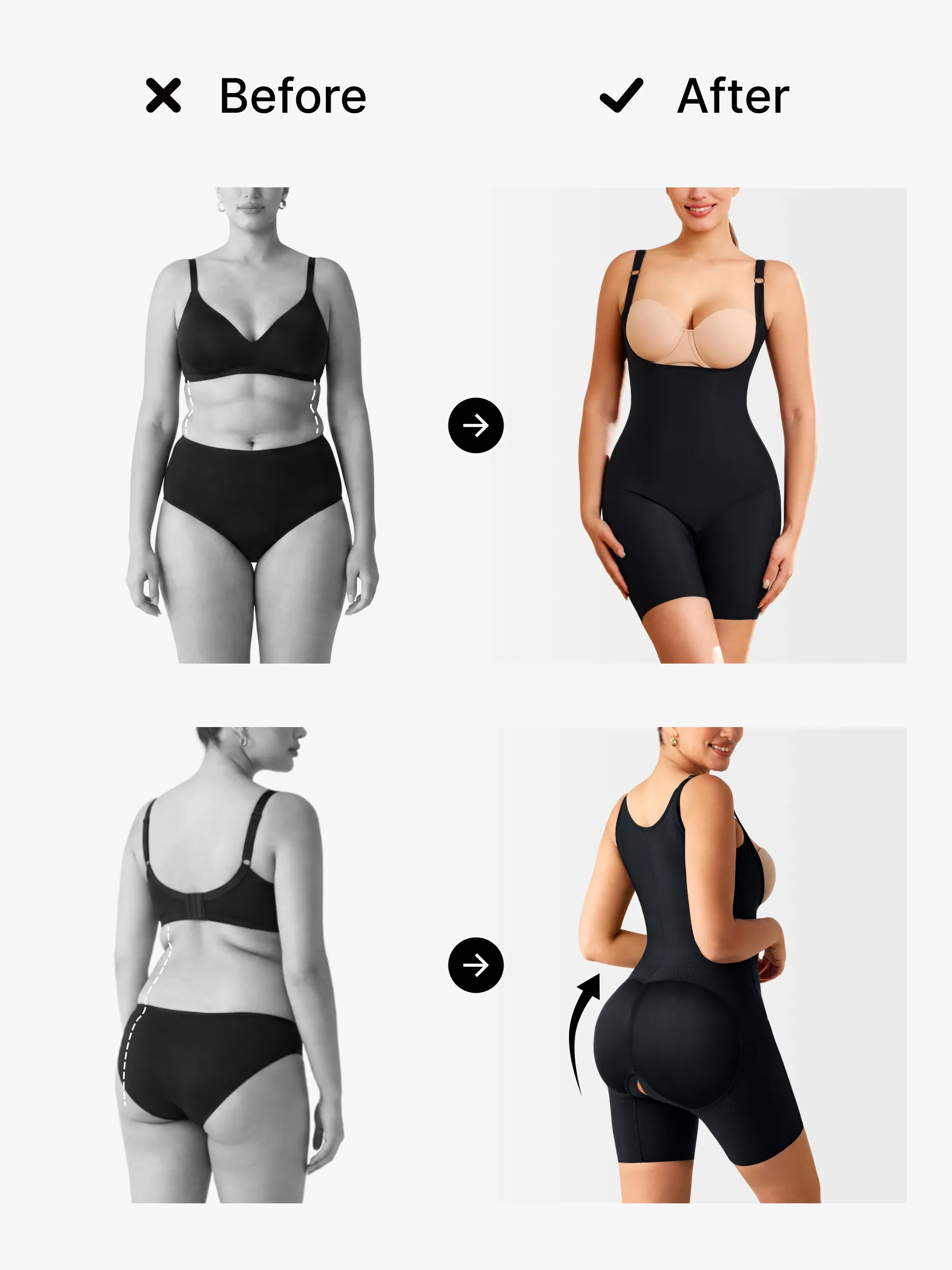 Open Bust Double Smoothing Butt Lifting Mid-THigh Bodysuit