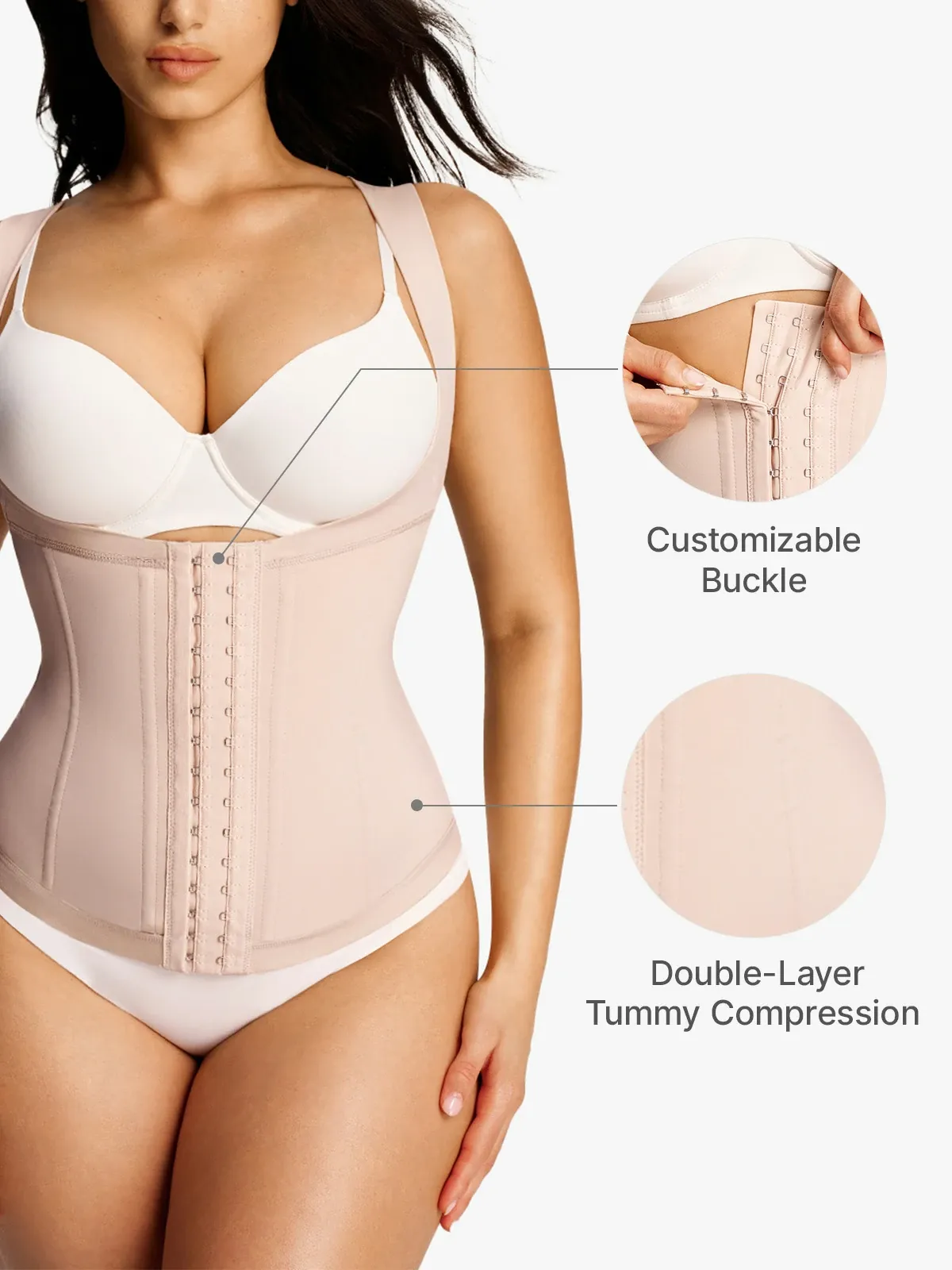 Open Bust Front Buckle Vest