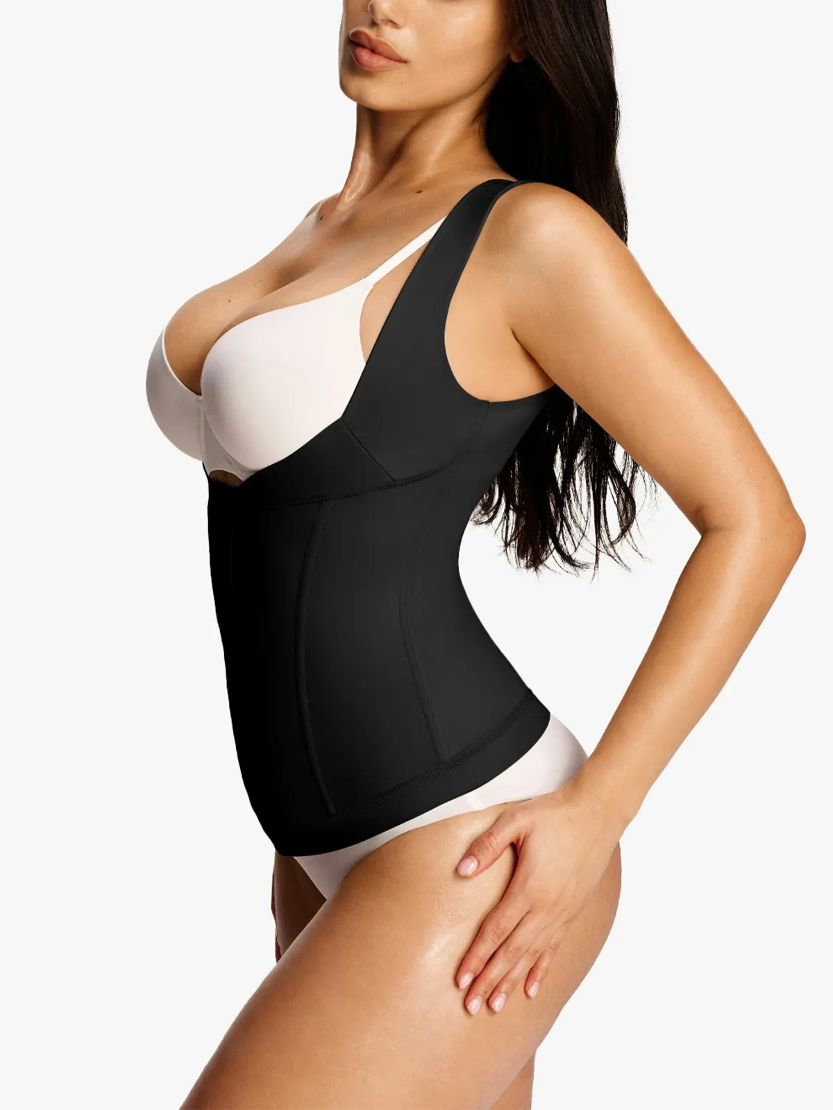 Open Bust Front Buckle Vest