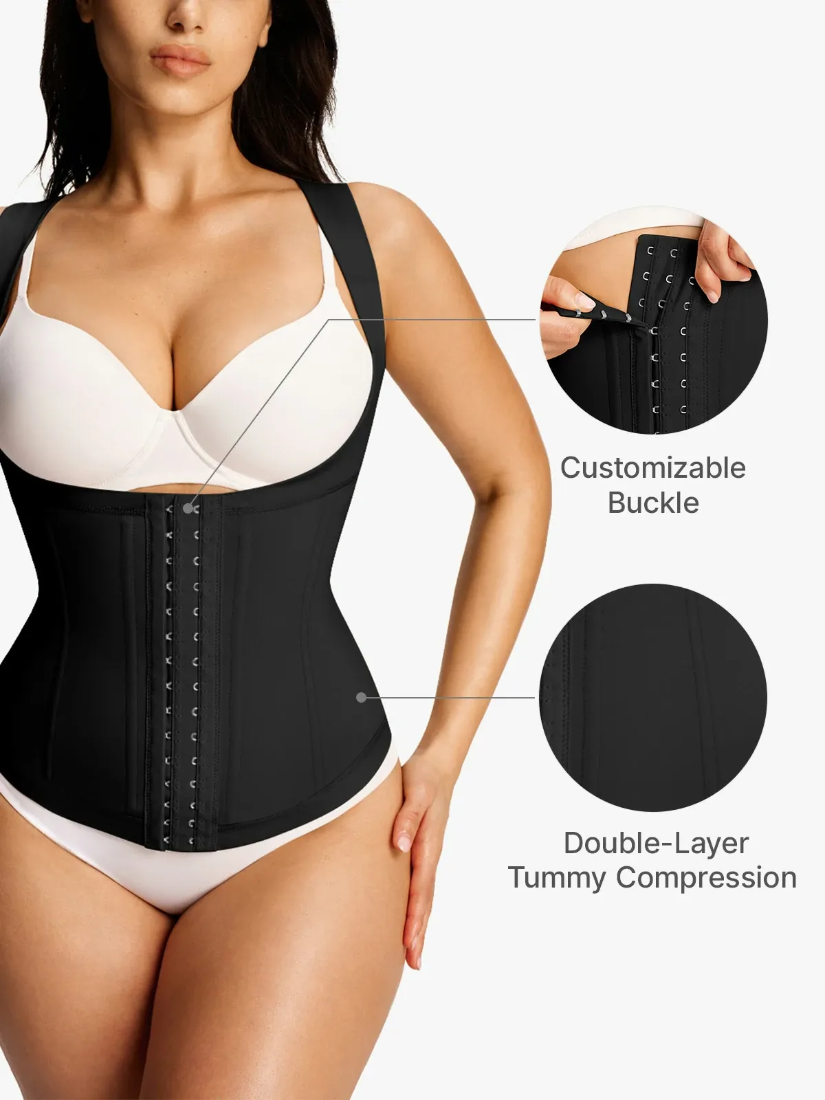 Open Bust Front Buckle Vest