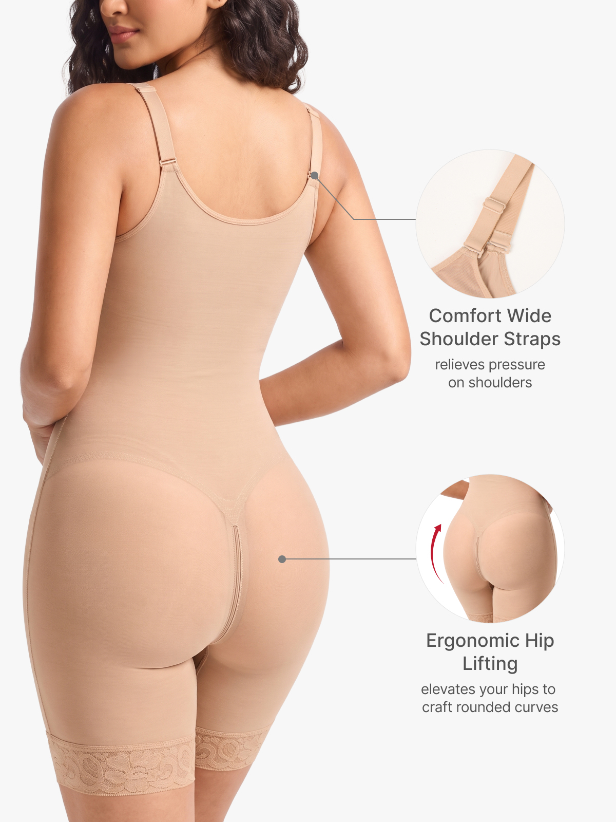 Zip up Tummy Control Cami Mid-Thigh Bodysuit