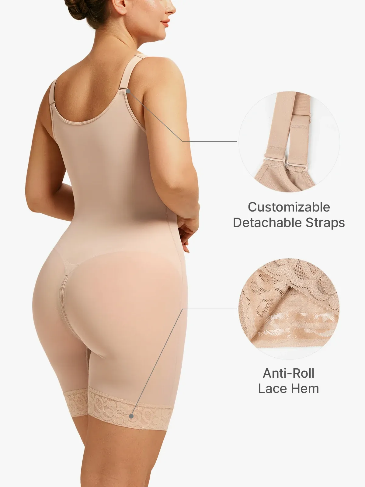 Zipper Tummy Control Cami Mid-Thigh Bodysuit