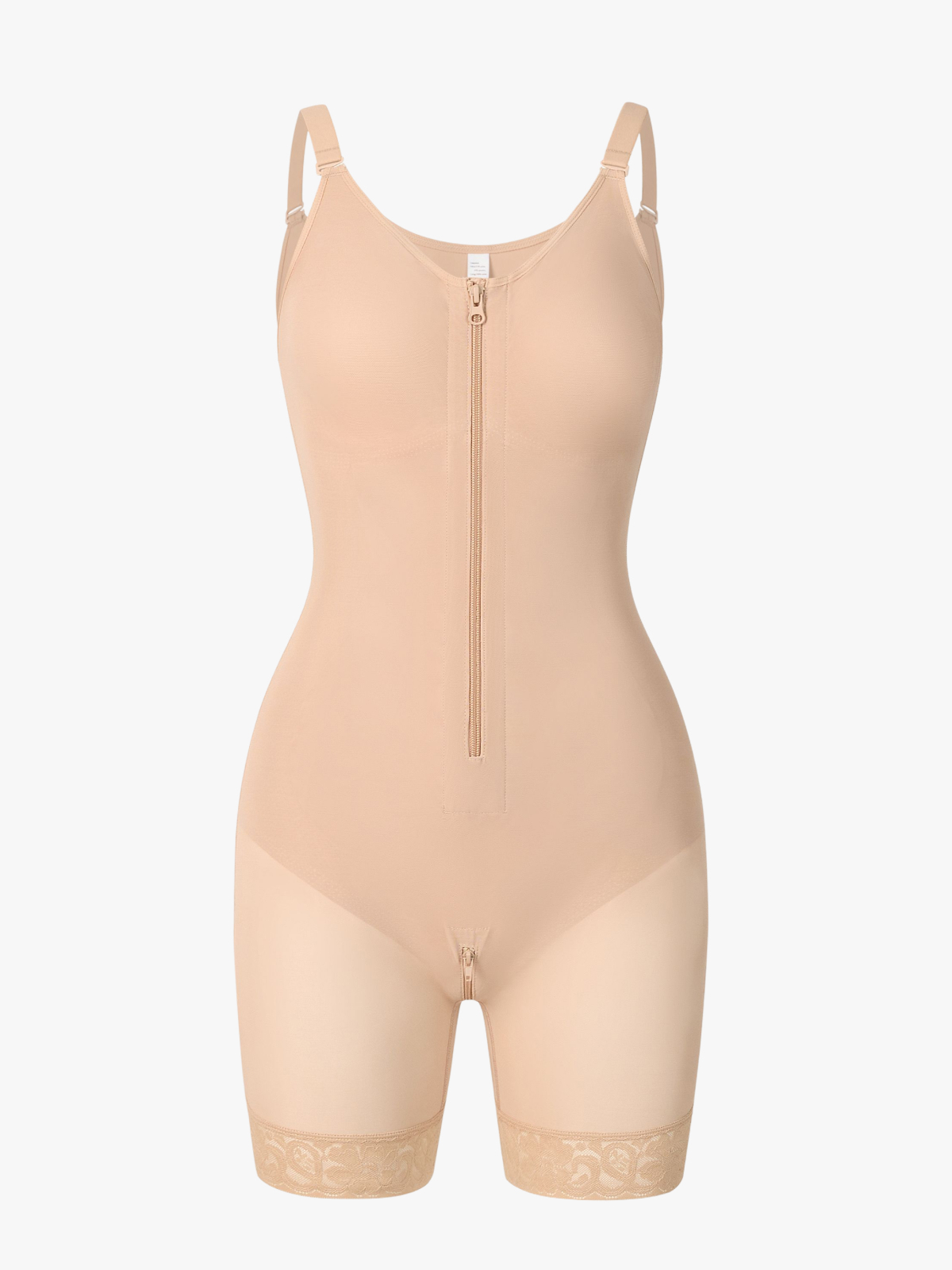 Zip up Tummy Control Cami Mid-Thigh Bodysuit