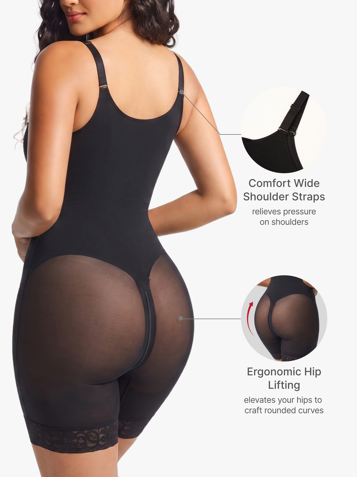 Zip up Tummy Control Cami Mid-Thigh Bodysuit