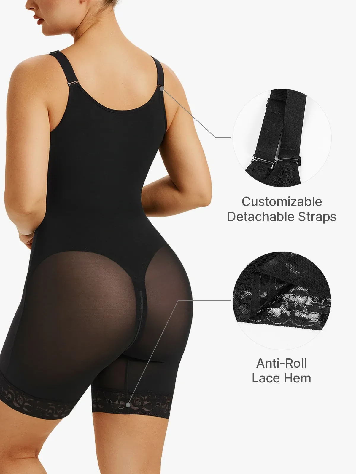 Zipper Tummy Control Cami Mid-Thigh Bodysuit