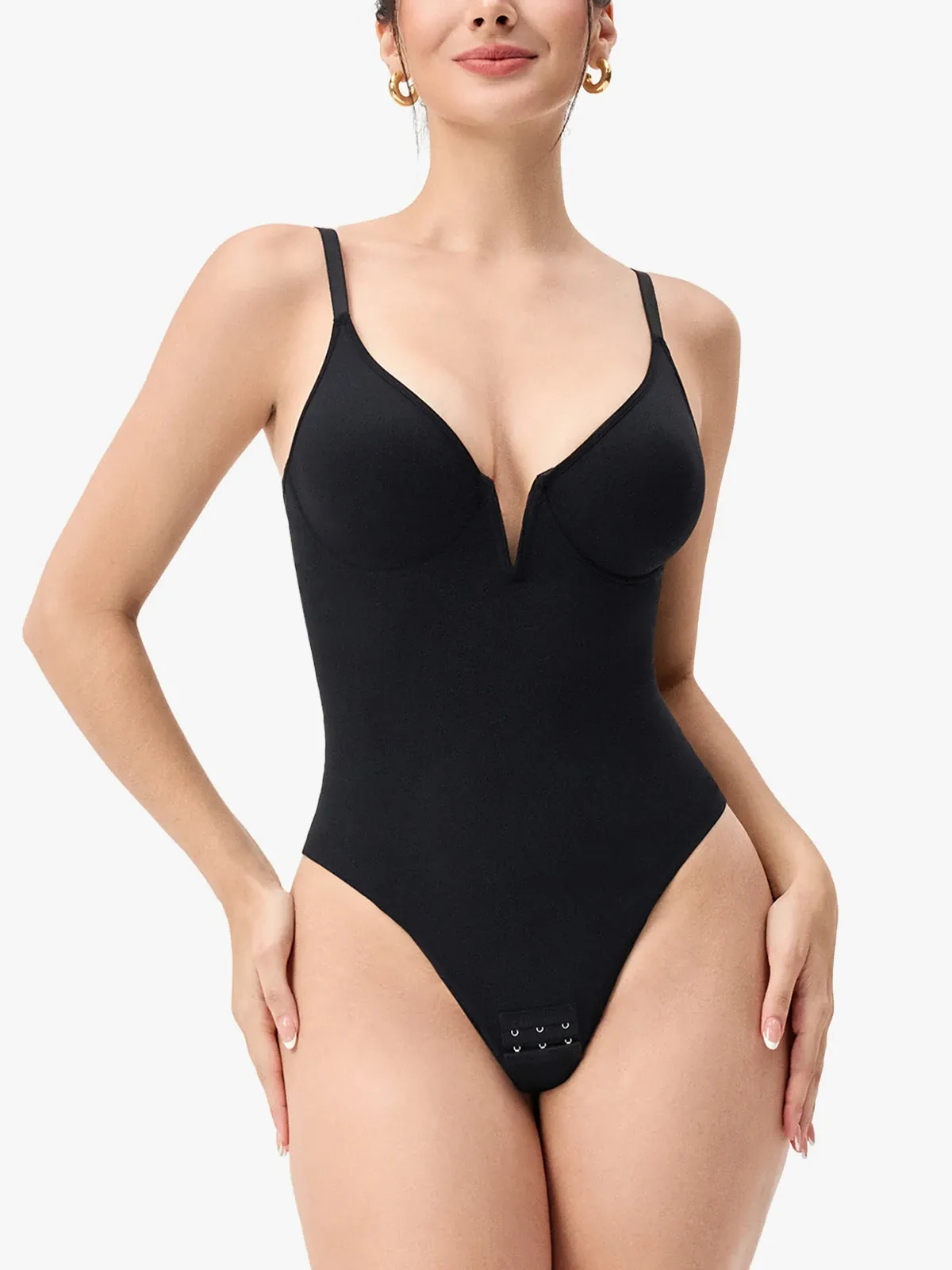 Deep V Underwire Comfort Cami Thong Bodysuit